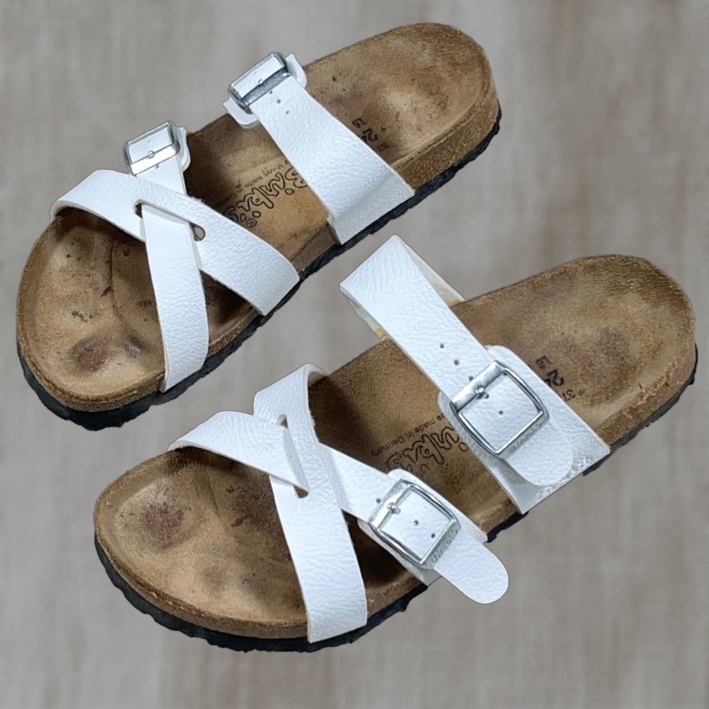 Birkenstock Birkenstock Birkis Nepal Criss Cross Sandals White 6 Womens Leather Insole Adjustable Strap Slip-On N/A Size US 6 / IT 36 - 1 Thumbnail