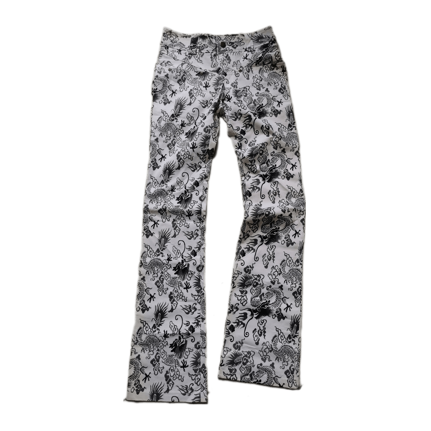 Japanese Brand 🇯🇵🔥Vintage Flare sick Over Print Dragon Motif Pants Size 26" / US 2 / IT 38 - 1 Thumbnail