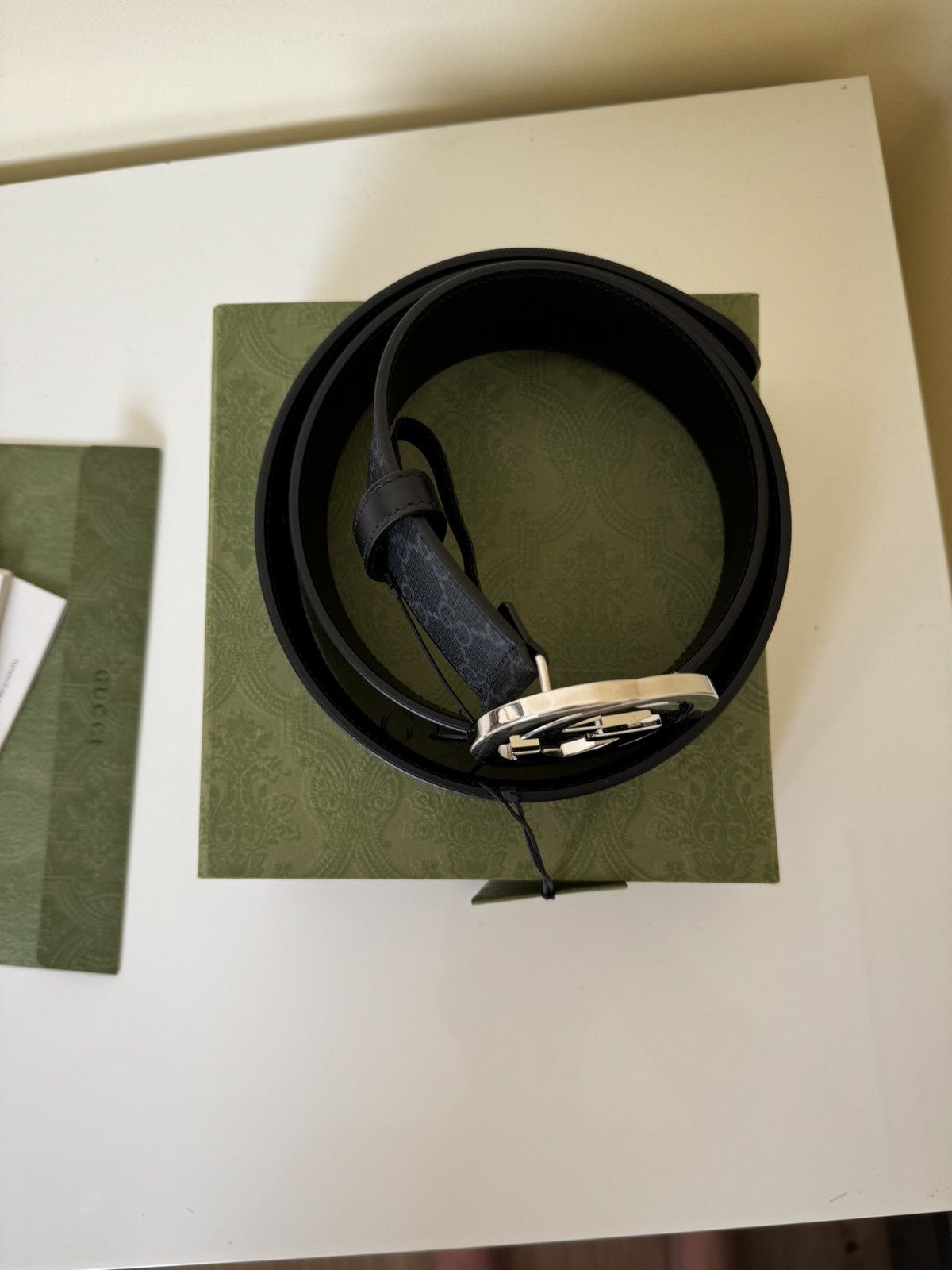 Gucci GG Supreme belt with G buckle black Size 44 - 2 Thumbnail