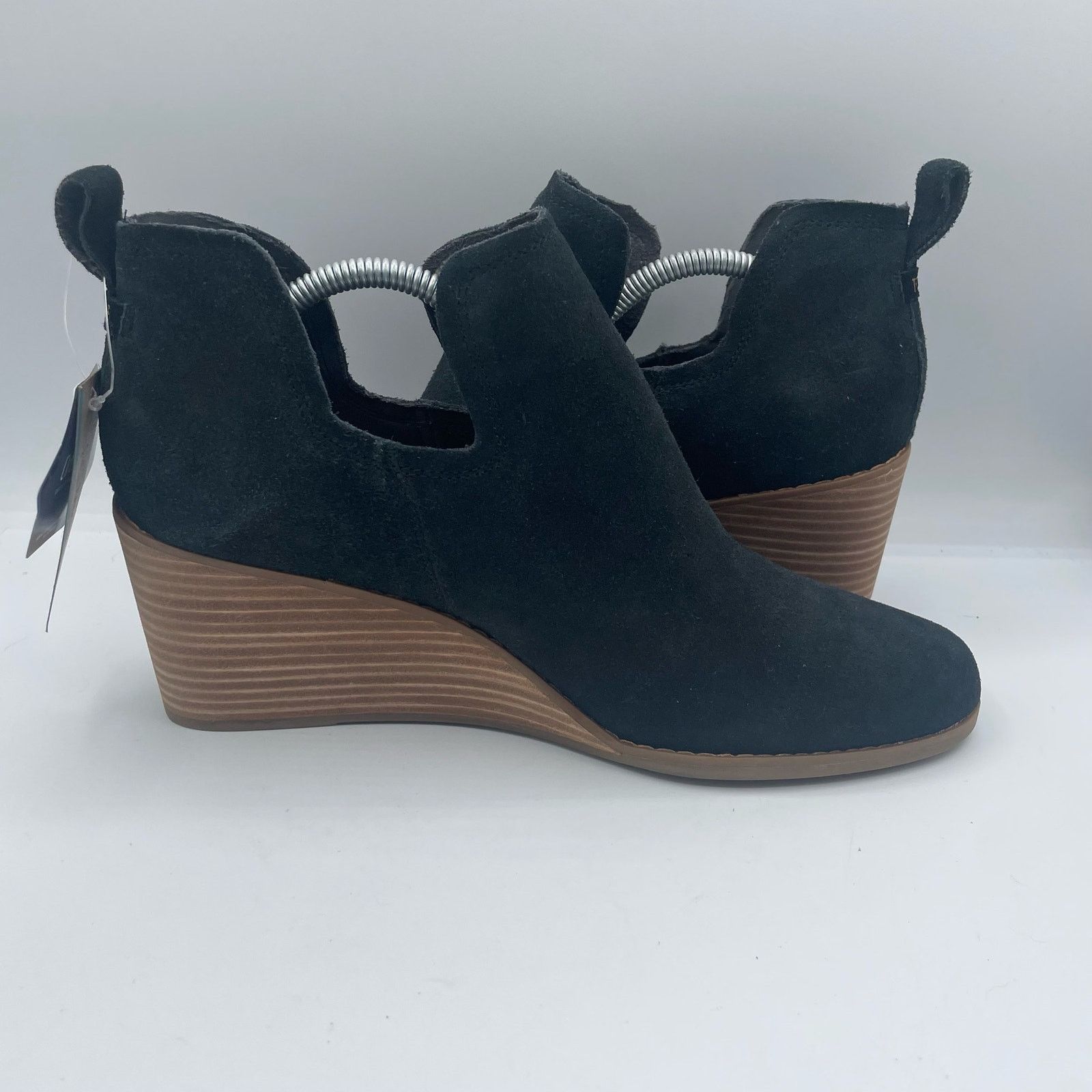 Toms TOMS Kallie Black Suede Wedge Bootie Ankle Slip On Casual 11 Size US 11 / IT 41 - 6 Thumbnail