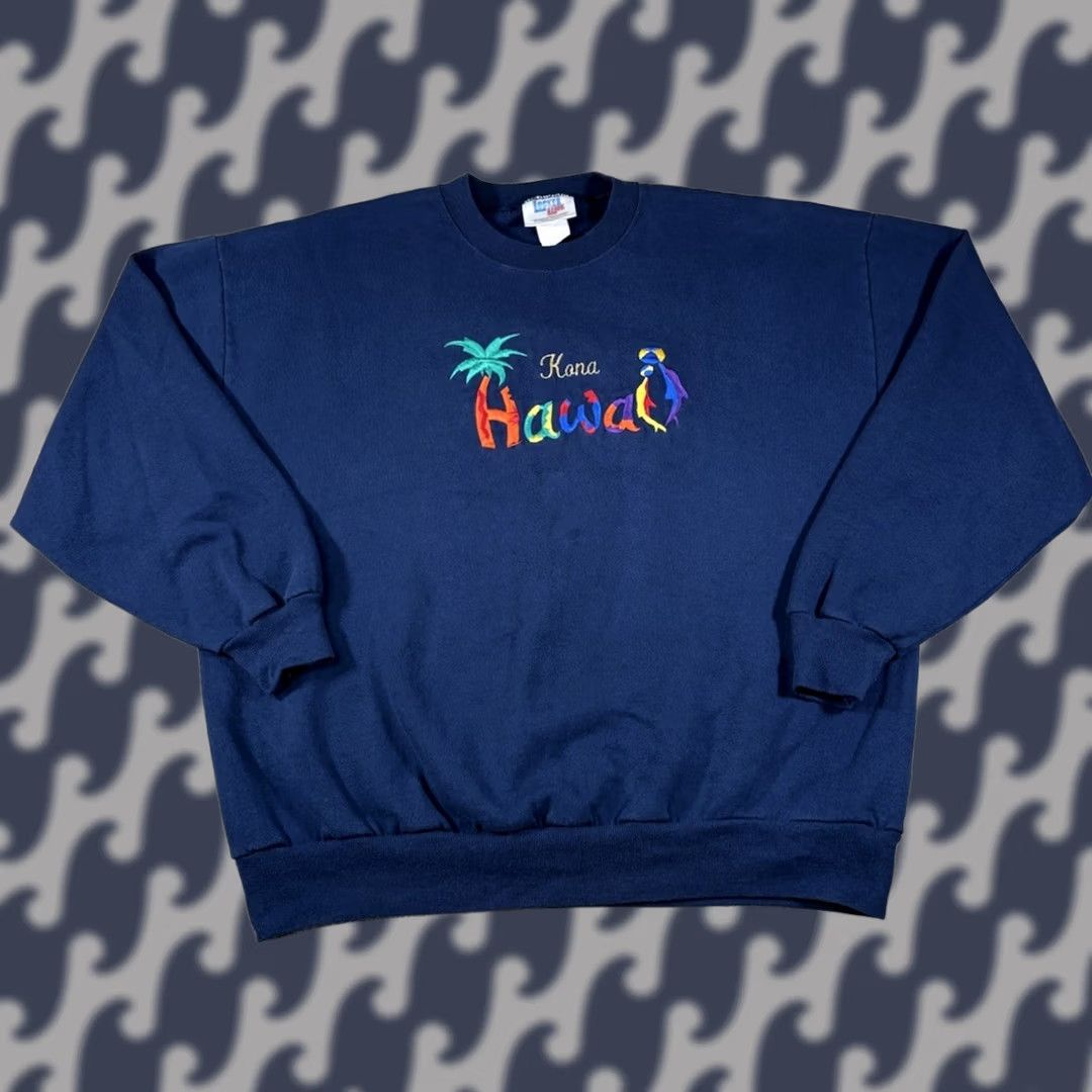 Vintage VINTAGE Kona Hawaii Sweatshirt Navy XL Crewneck Locker Line USA Made Unisex Adults 90s Logo Embroidered Classic Knit Crew Neck Pullover Size US XL / EU 56 / 4 - 1 Thumbnail