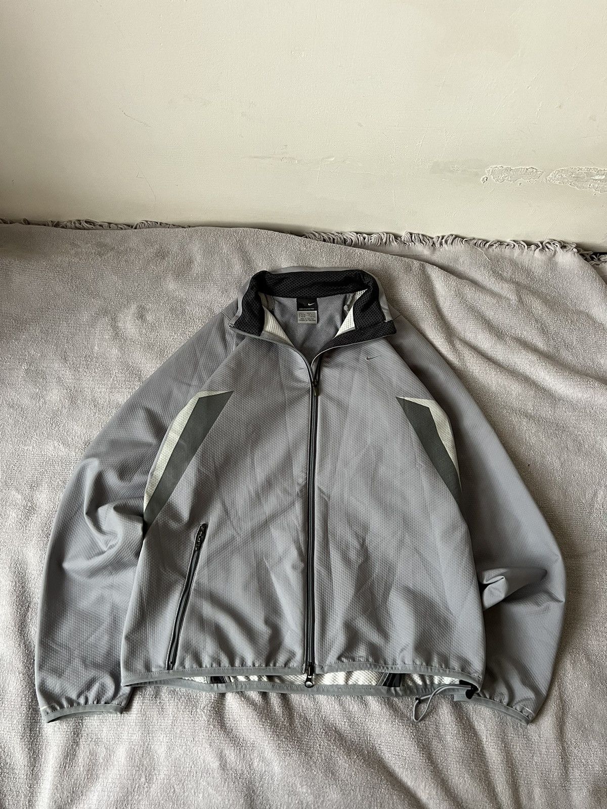 Nike × Vintage Nike vintage drill zip jacket grey y2k style mini swoosh Size US M / EU 48-50 / 2 - 1 Thumbnail
