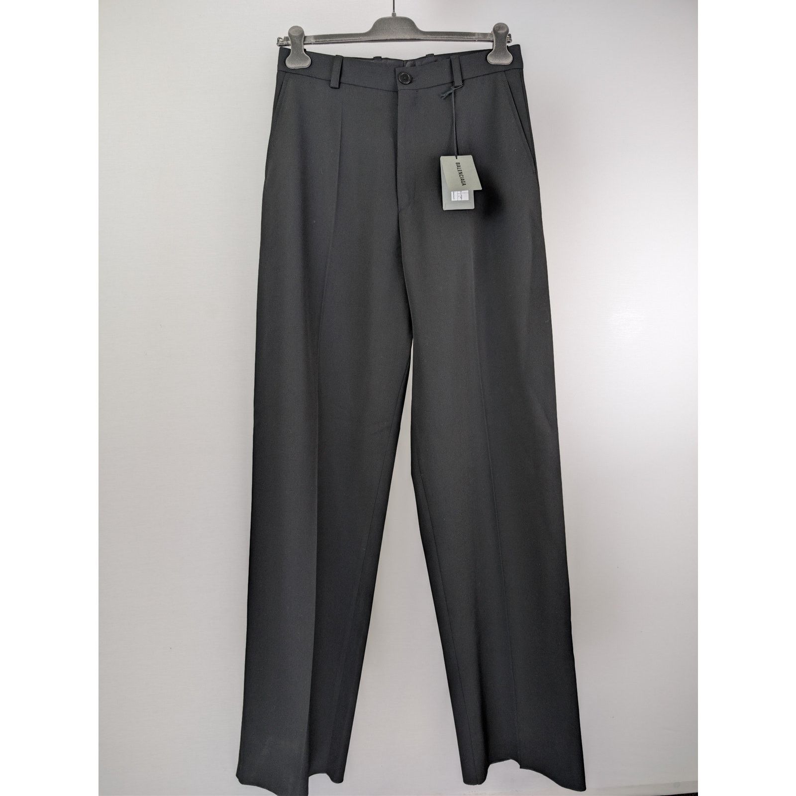 Balenciaga o1rshd1 Unisex Dry Wool Twill Tailored Pants in Black Size US 30 / EU 46 - 8 Thumbnail