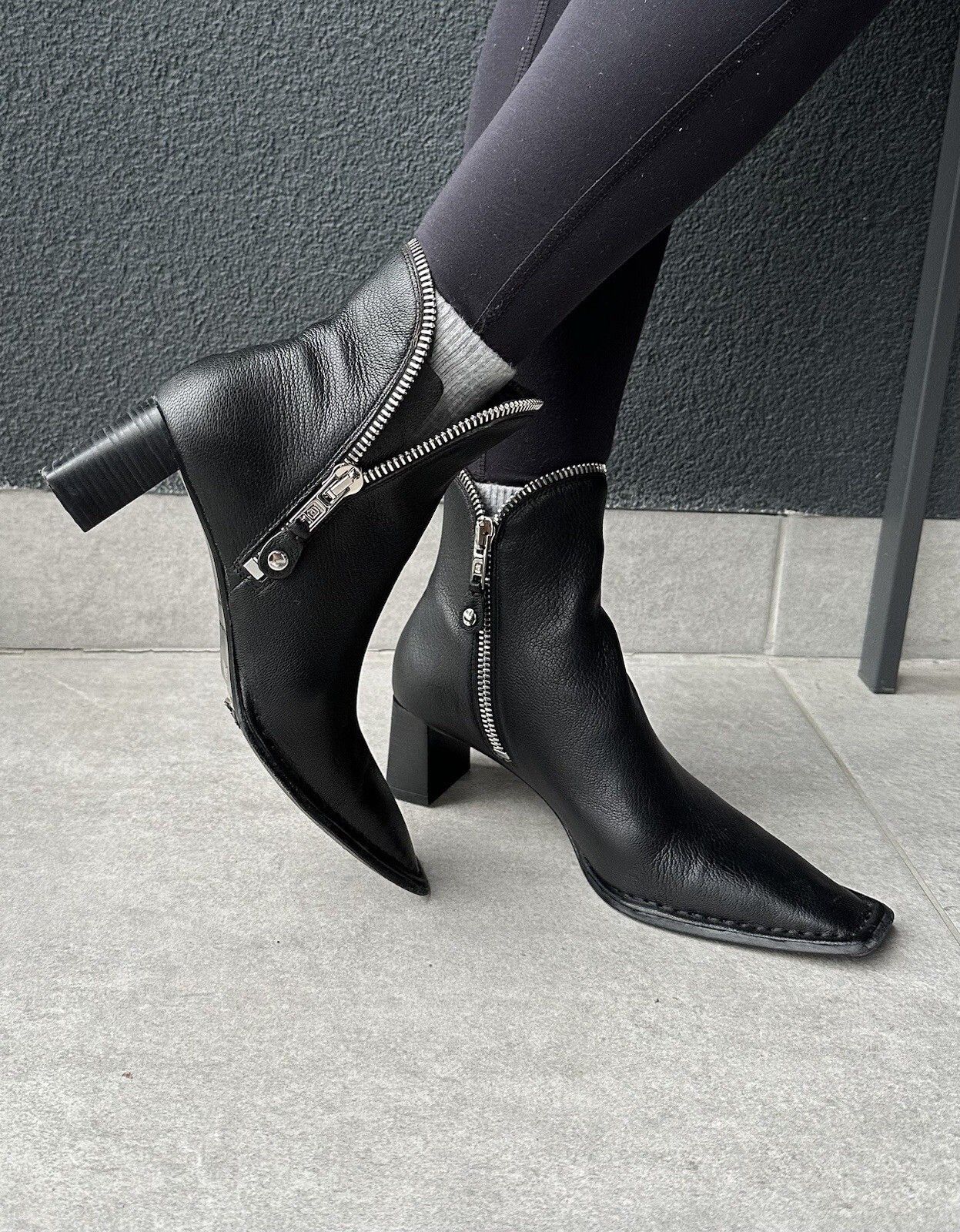 Alexander Wang Alexander Wang Lane Zip Leather Square Toe Ankle Heel Boots Size US 8 / IT 38 - 2 Thumbnail