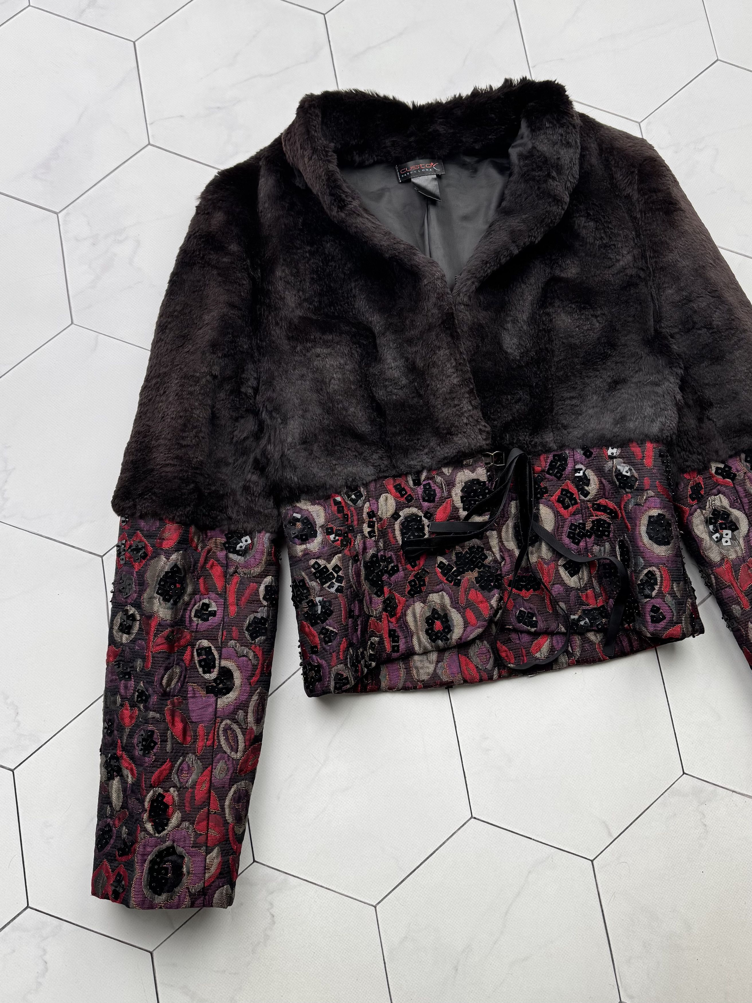 Custo Barcelona Vintage Cropped Real Fur Jacket (B470)