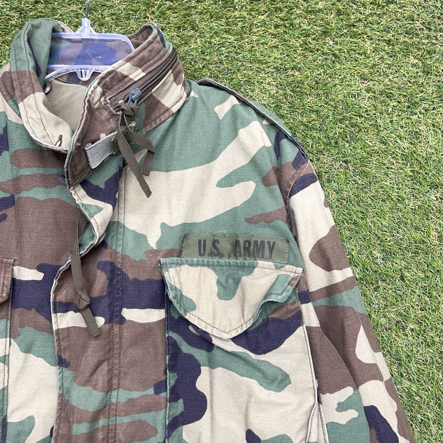 AMO VINTAGE US Army Jacket Mens M Camouflage Camo Field Coat Long Coat Military Army Coat Hunting Hiking 90s Size US 31 - 3 Thumbnail
