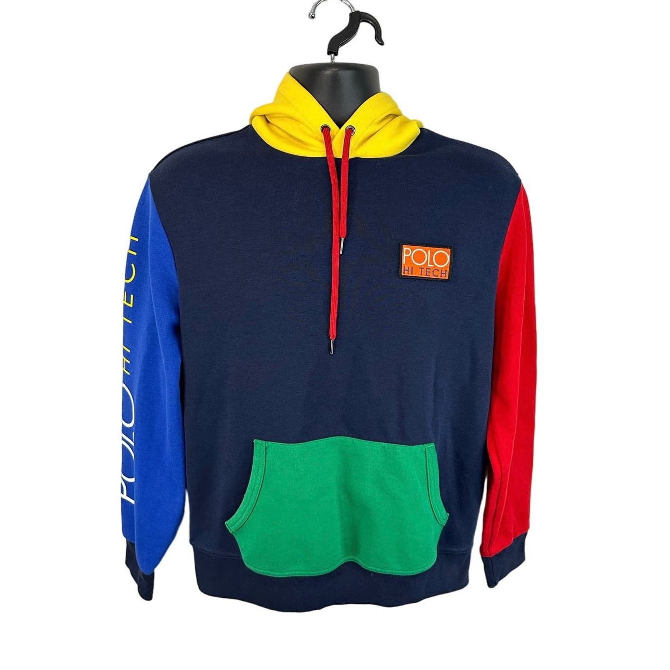 image of Polo Ralph Laurent Hi Tech Colorblock Hoodie Size Medium in Blue, Men's