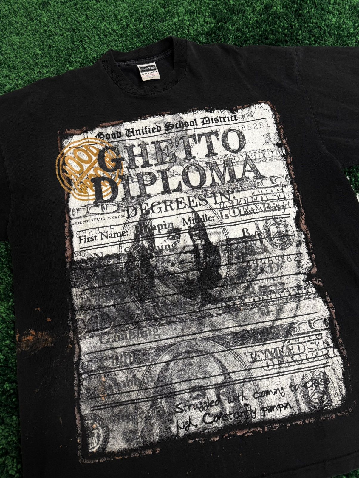 Vintage GHETTO DIPLOMA Vintage Ben Franklin Money Tee Oversized Size US XXL / EU 58 / 5 - 2 Thumbnail