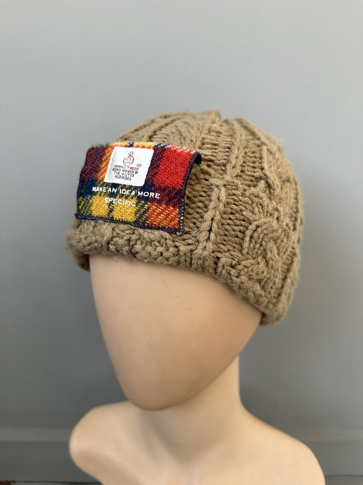 Harris Tweed Distinctive Harris Tweed Beige Cable Knit Beanie Size ONE SIZE - 1 Thumbnail