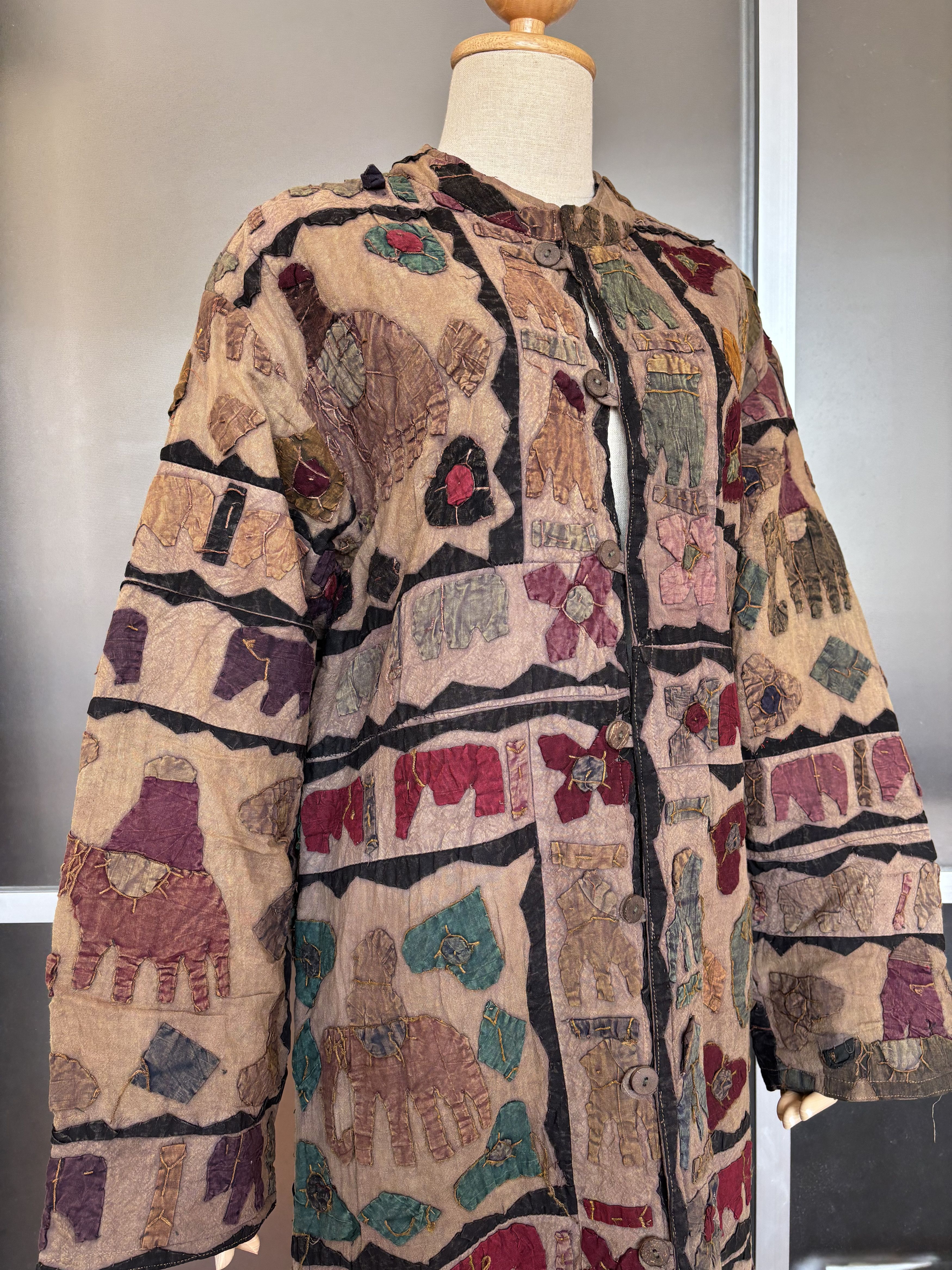 Handmade Vintage Indian Patchwork Handmade Long Winter Women Dress Size S / US 4 / IT 40 - 7 Thumbnail