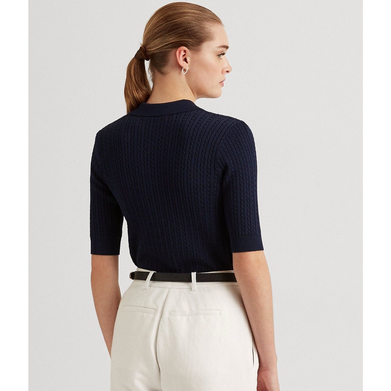 Polo Ralph Lauren NWT Polo Ralph Lauren Cable-Knit Polo Sweater Navy Woman XS Size XS / US 0-2 / IT 36-38 - 8 Thumbnail