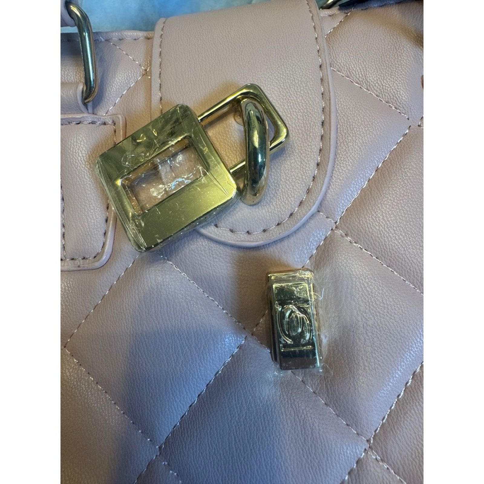 Bebe Bebe Quilted Satchel Top Handle Bag Gold Accents Pink Purse Size ONE SIZE - 6 Thumbnail