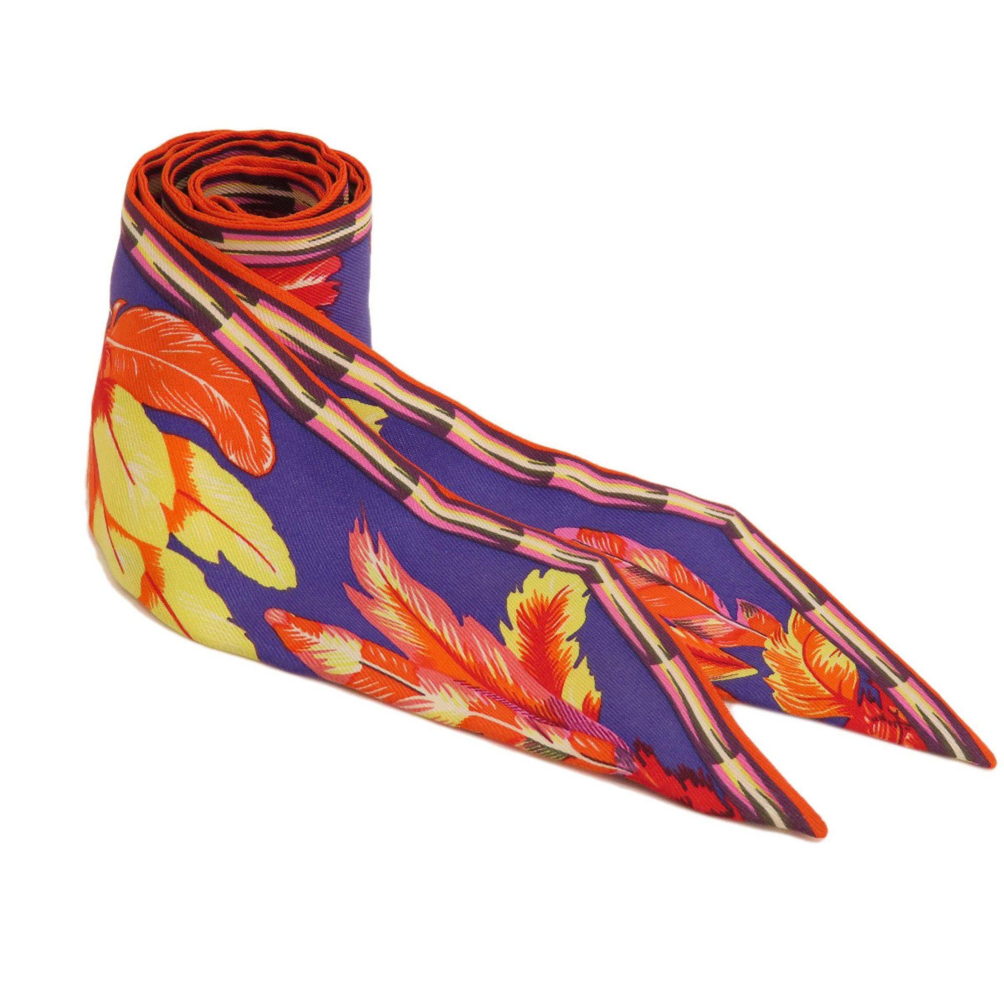 image of Hermes Twilly Scarf Muffler Silk Women's Hermes in Orange