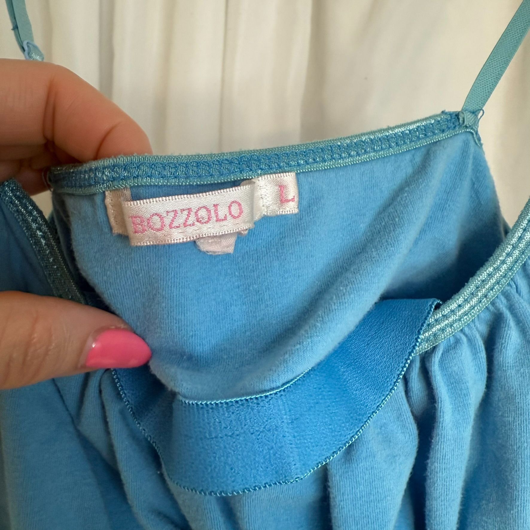 Other Bozzolo Blue Ruched Adjustable Spaghetti Strap Top Women Lar Size L / US 10 / IT 46 - 4 Thumbnail
