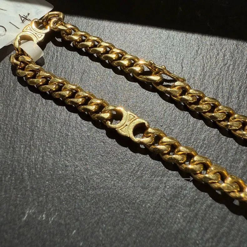 Celine Celine Gold Arc de Triomphe Logo Bracelet. Size ONE SIZE - 3 Thumbnail