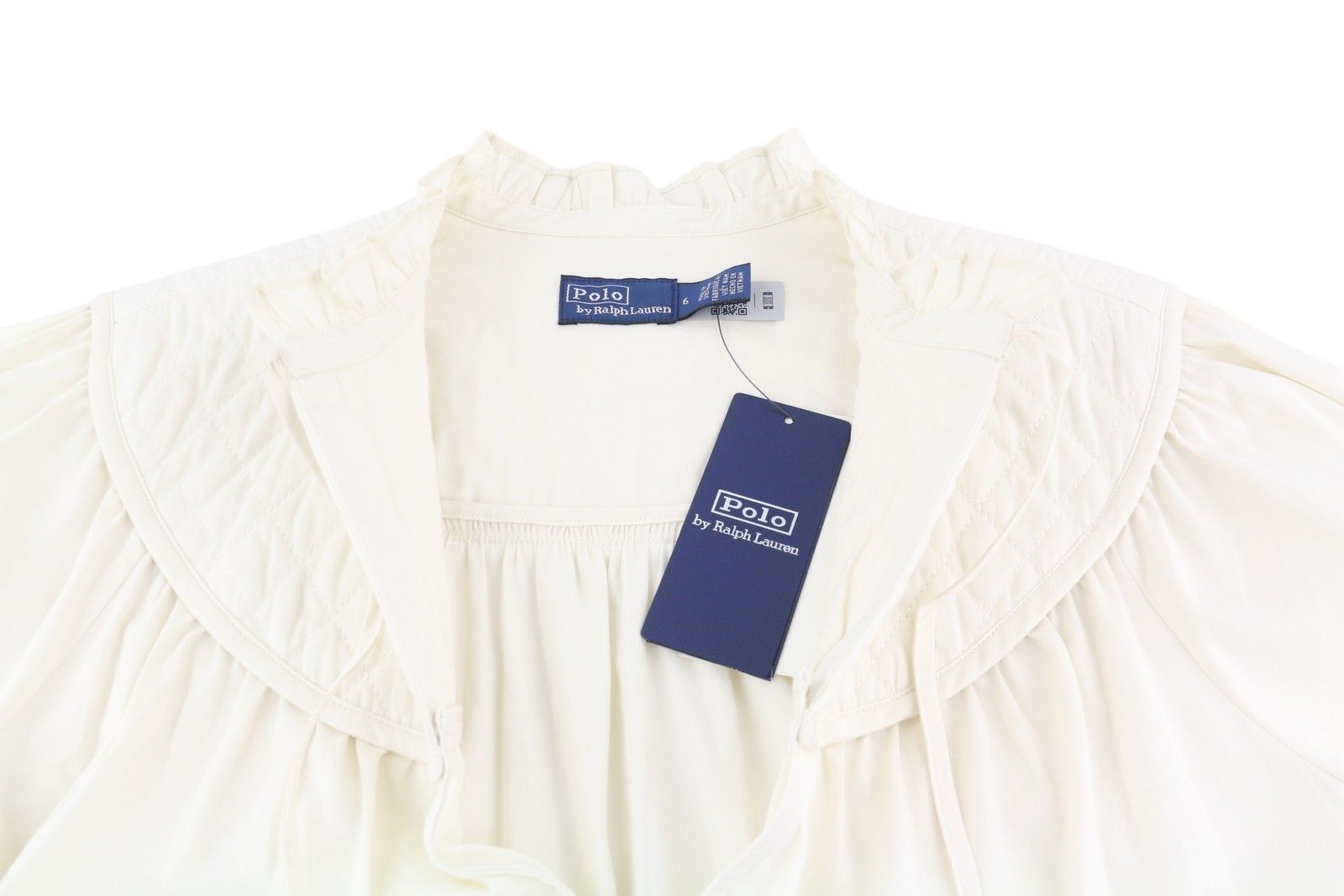 Polo Ralph Lauren ELIA S White 3/4 Sleeve Ruffle Cotton Midi Dress 84681 Size S / US 4 / IT 40 - 4 Thumbnail