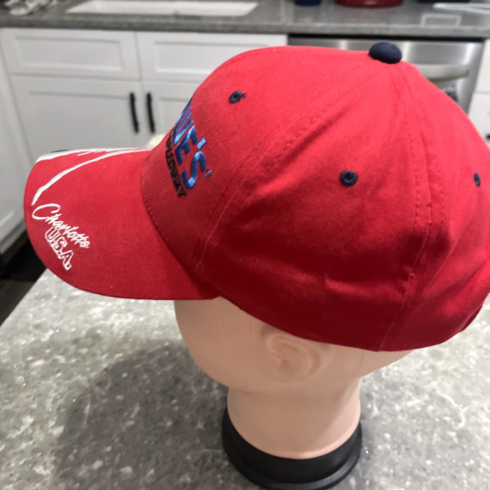 NASCAR Young An Lowes Motor Speedway Hat NASCAR Red Embroidered Adjustable Charlotte Cap Mens Baseball Hat Size ONE SIZE - 2 Thumbnail