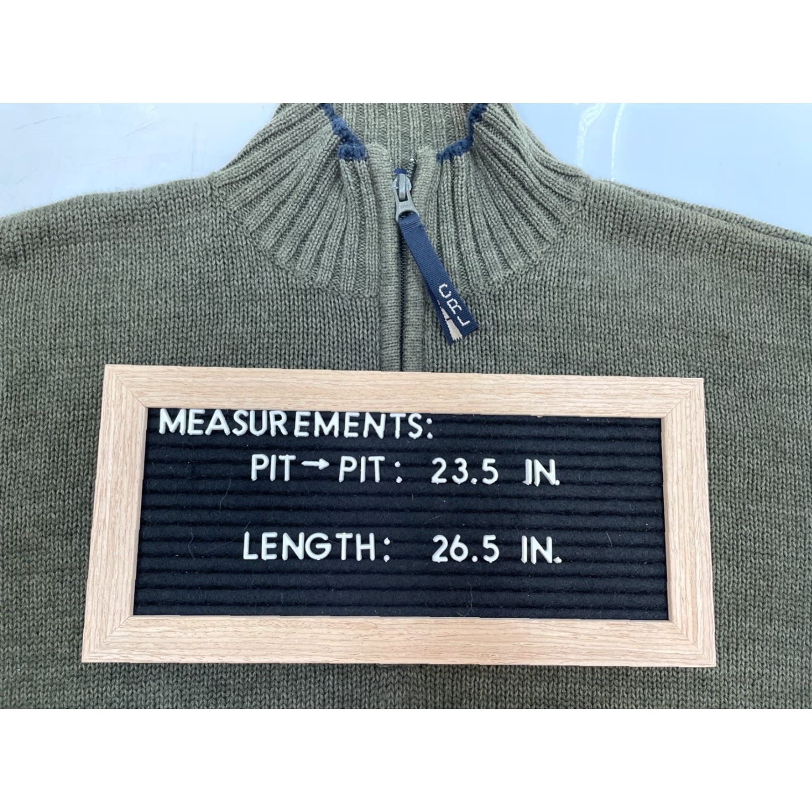 Chaps Chaps Ralph Lauren Men's Pullover Cotton 1/4 Zip Sweater - Size M - Green - Regular Fit, Long Sleeve, Collared Knit Sweatshirt Size US M / EU 48-50 / 2 - 2 Thumbnail