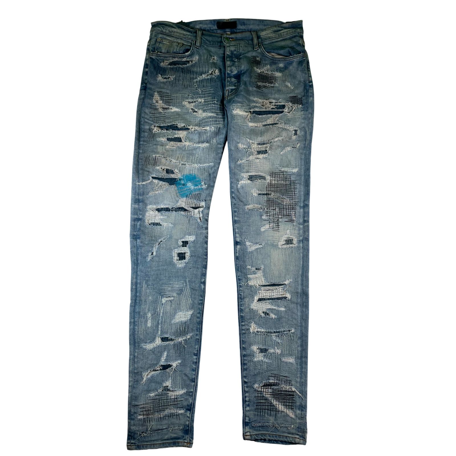 Amiri Amiri Multi Stitch Light Wash Jeans Size US 36 / EU 52 - 1 Thumbnail