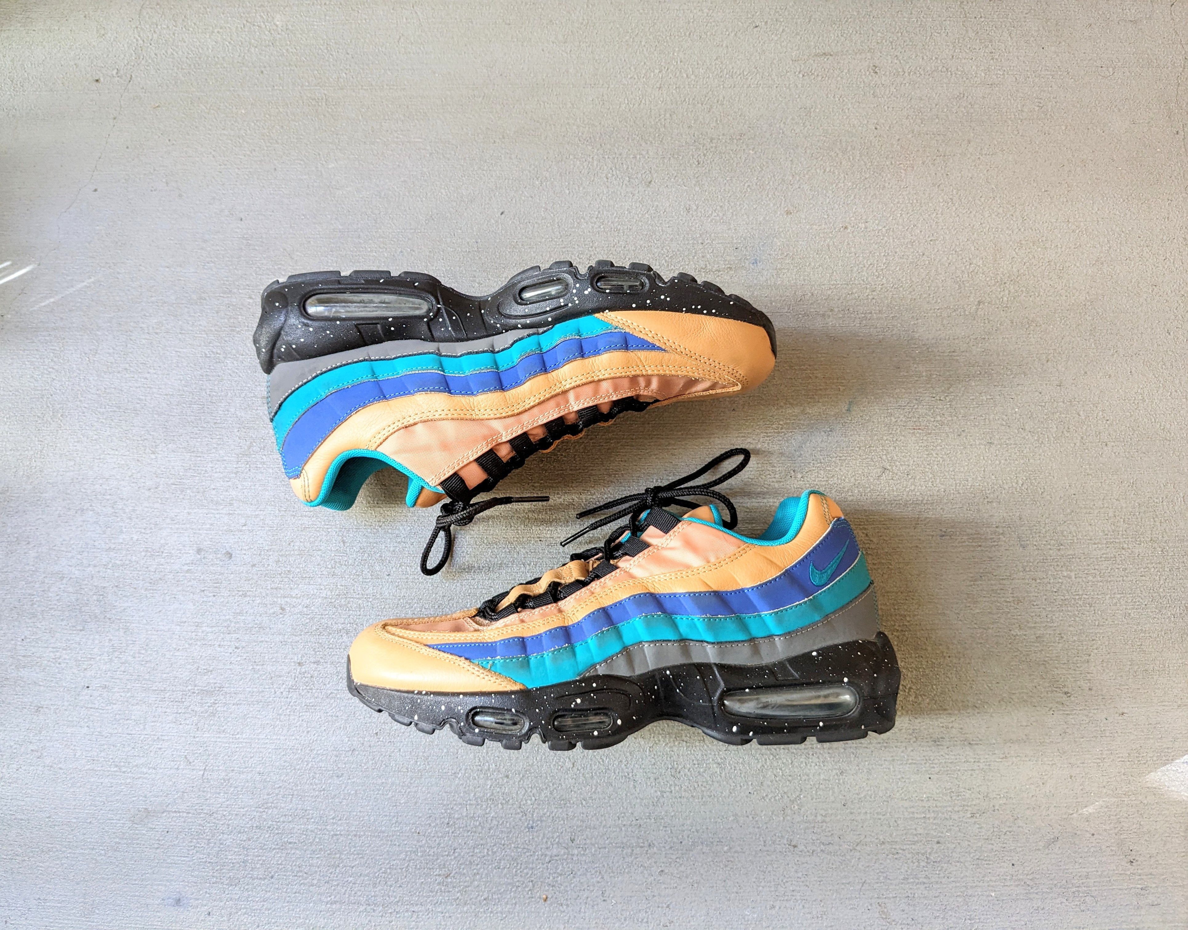 image of Nike Air Max 95 Premium 8.5 Black Tan Blue 538416-204 Shoes in Tan Blue Black, Men's