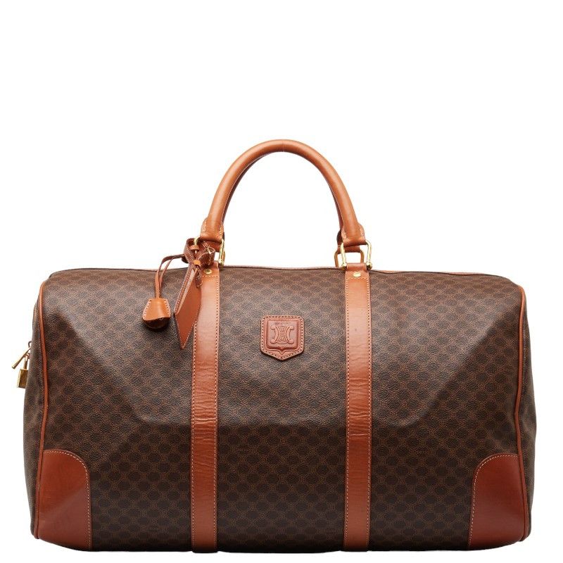 image of Celine Macadam Canvas Boston Bag in Brown, Women's