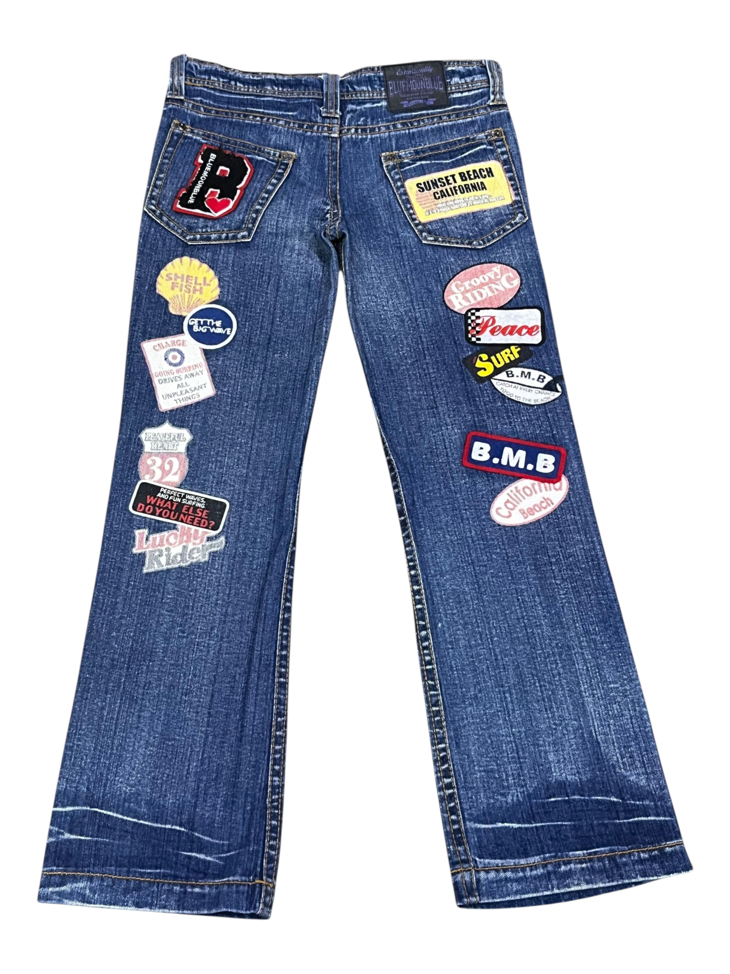 Japanese Brand 🏄Vtg BMB California Beach Surf Multi Patches Printed Denim Size US 30 / EU 46 - 2 Thumbnail