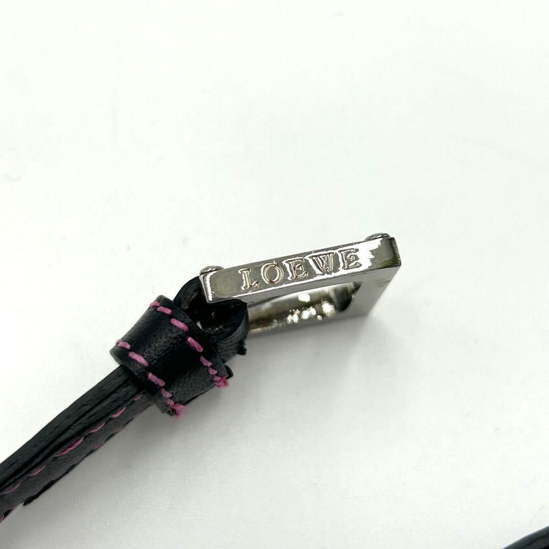 Loewe Loewe Slim Black Leather Belt with Pink Stitching Size ONE SIZE - 4 Thumbnail