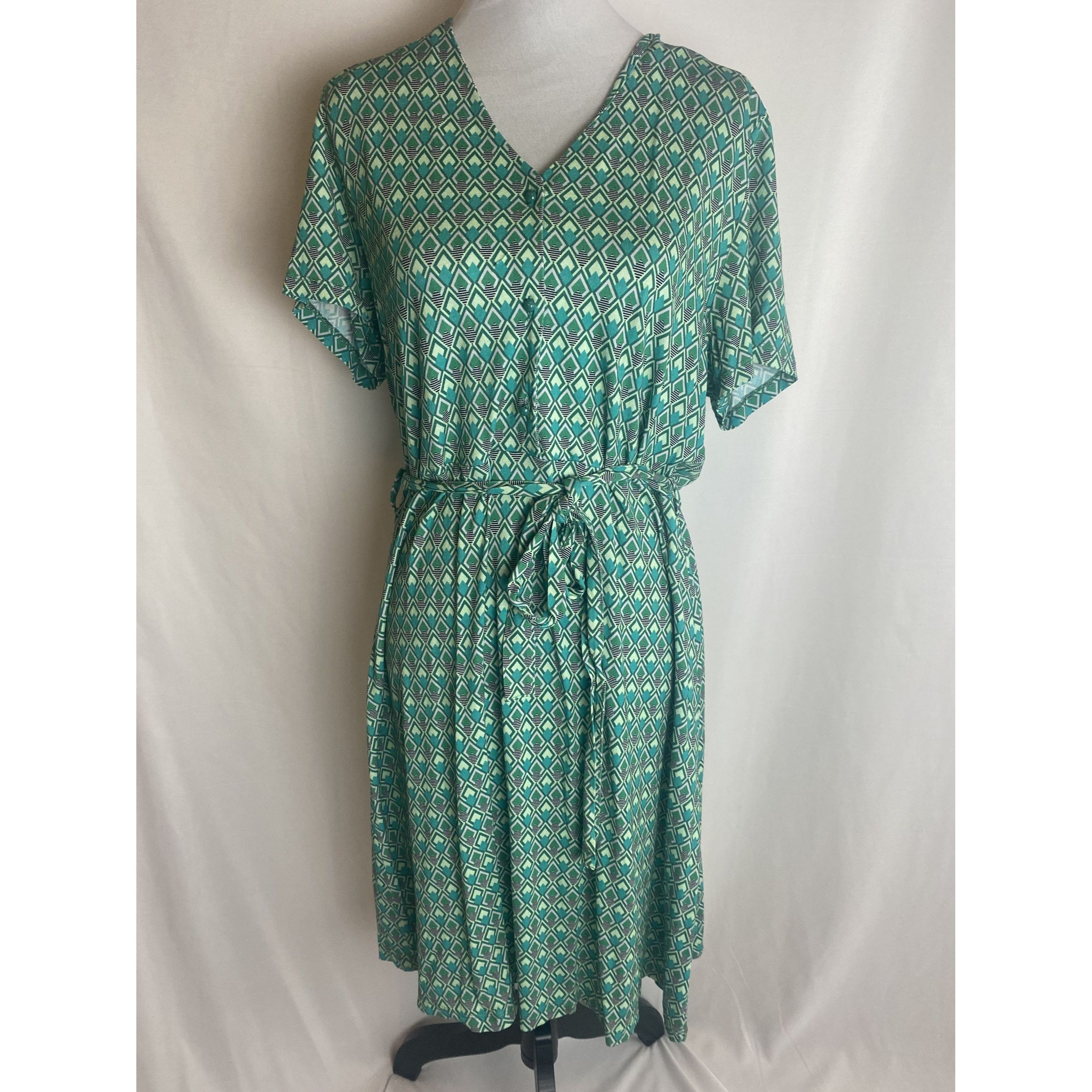 Designer Smashed Lemon 60s Dani Vintage-Inspired Green Geometric Dres Size XXL / US 16-18 / IT 52-54 - 1 Thumbnail