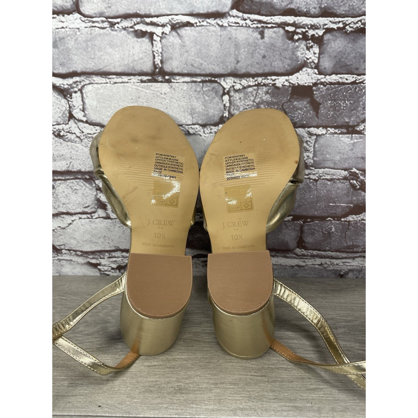 J.Crew J. Crew Gold Leather Knotted Heeled Ankle Strap Sandals Wome Size US 10.5 / IT 40.5 - 6 Thumbnail