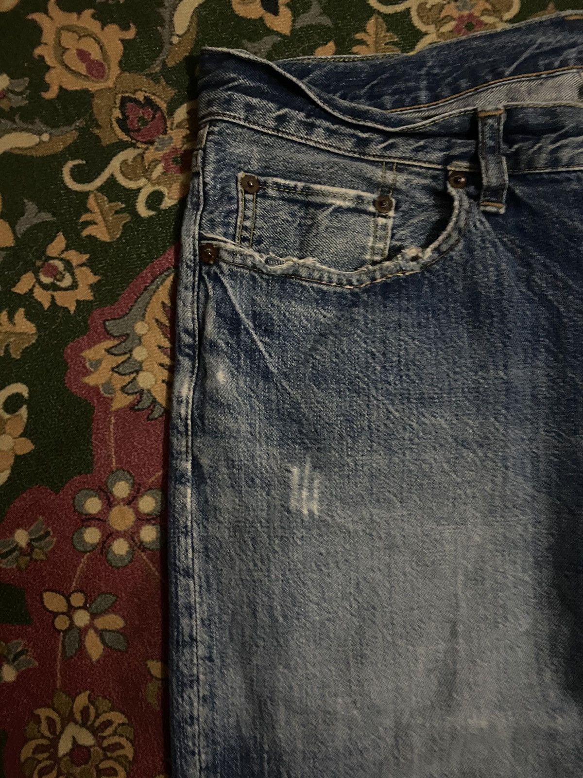 RRL Ralph Lauren 🔥RARE🔥🔥Vintage Double RL Distressed Denim Pants Size US 34 / EU 50 - 4 Thumbnail
