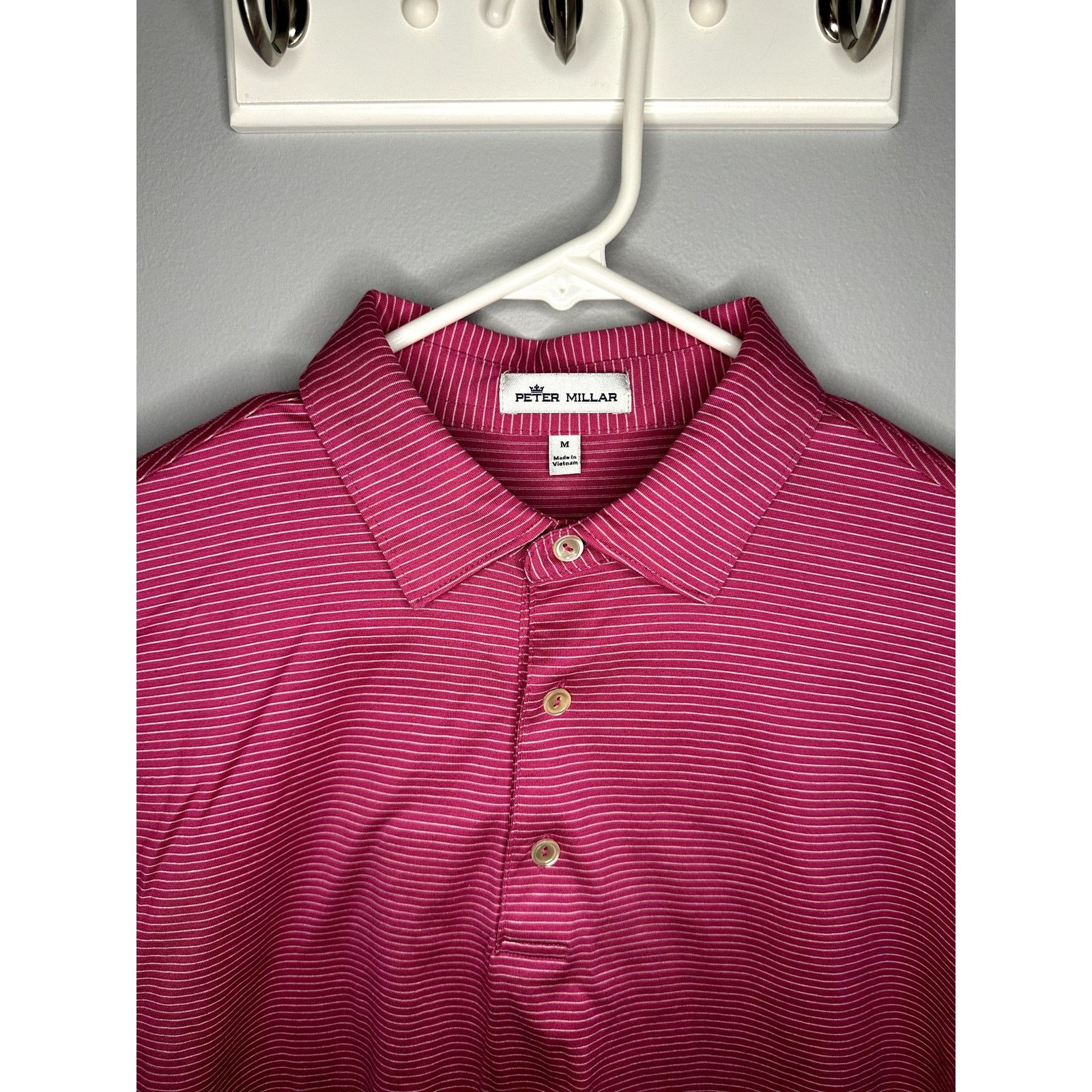 Peter Millar Peter Millar Striped Chest Pocket Polo Shirt Pink Medium Size US M / EU 48-50 / 2 - 3 Thumbnail