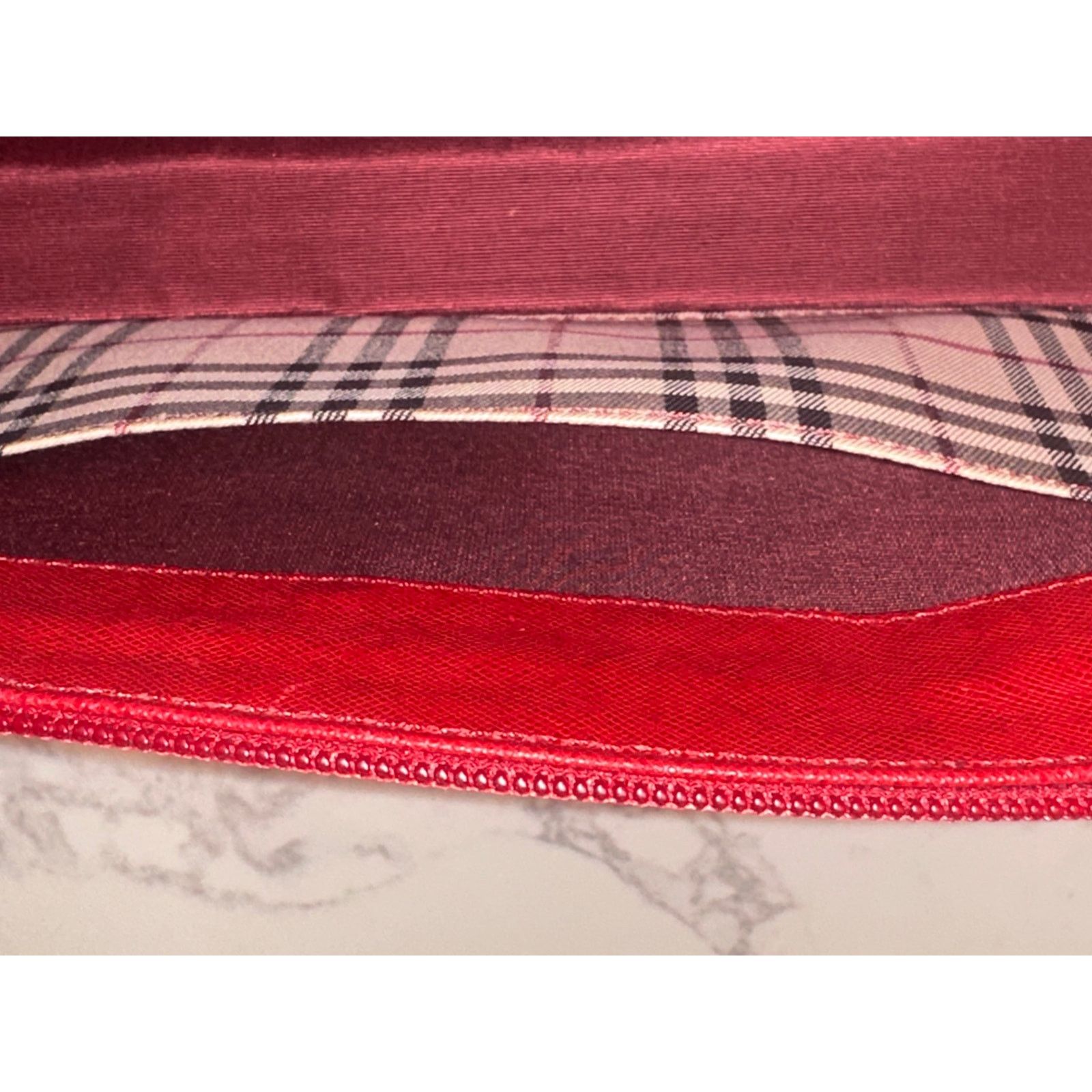 Burberry Burberry Leather Red Nova Check Pattern Tubular Bag w/COA Size ONE SIZE - 8 Thumbnail