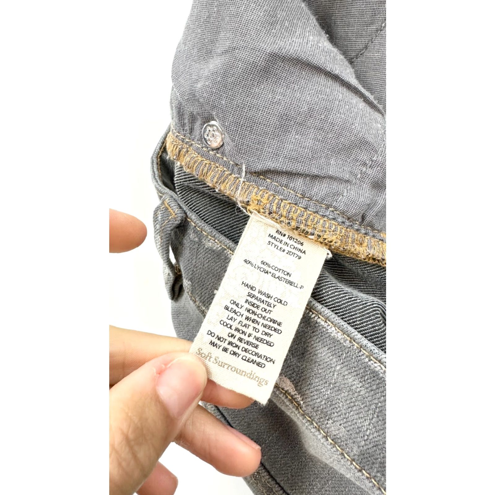 Soft Surroundings Soft Surroundings Jeans Womens 14 Gray Denim High Rise Relaxed Fit 5-Pocket Straight Size 36" / US 14 / IT 50 - 5 Thumbnail