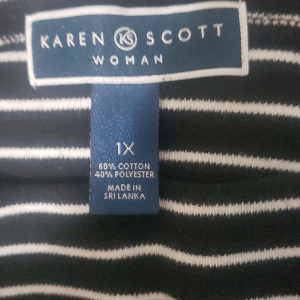 Designer CT880 Karen Scott Striped Black & White Sweater 1X Size XL / US 12-14 / IT 48-50 - 5 Thumbnail