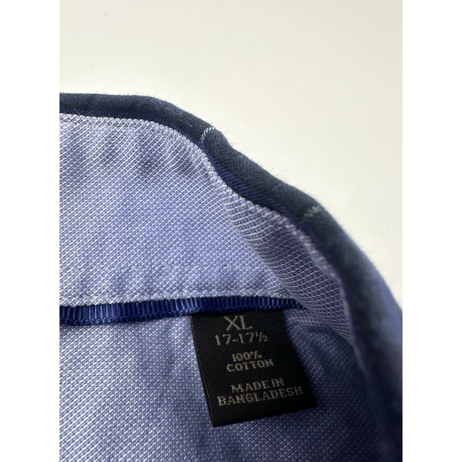 Tasso Elba Tasso Elba Shirt Mens XL 17-17.5 Long Sleeve Blue Plaid Button-Up Dress Shirt Mens Size 46R - 4 Thumbnail