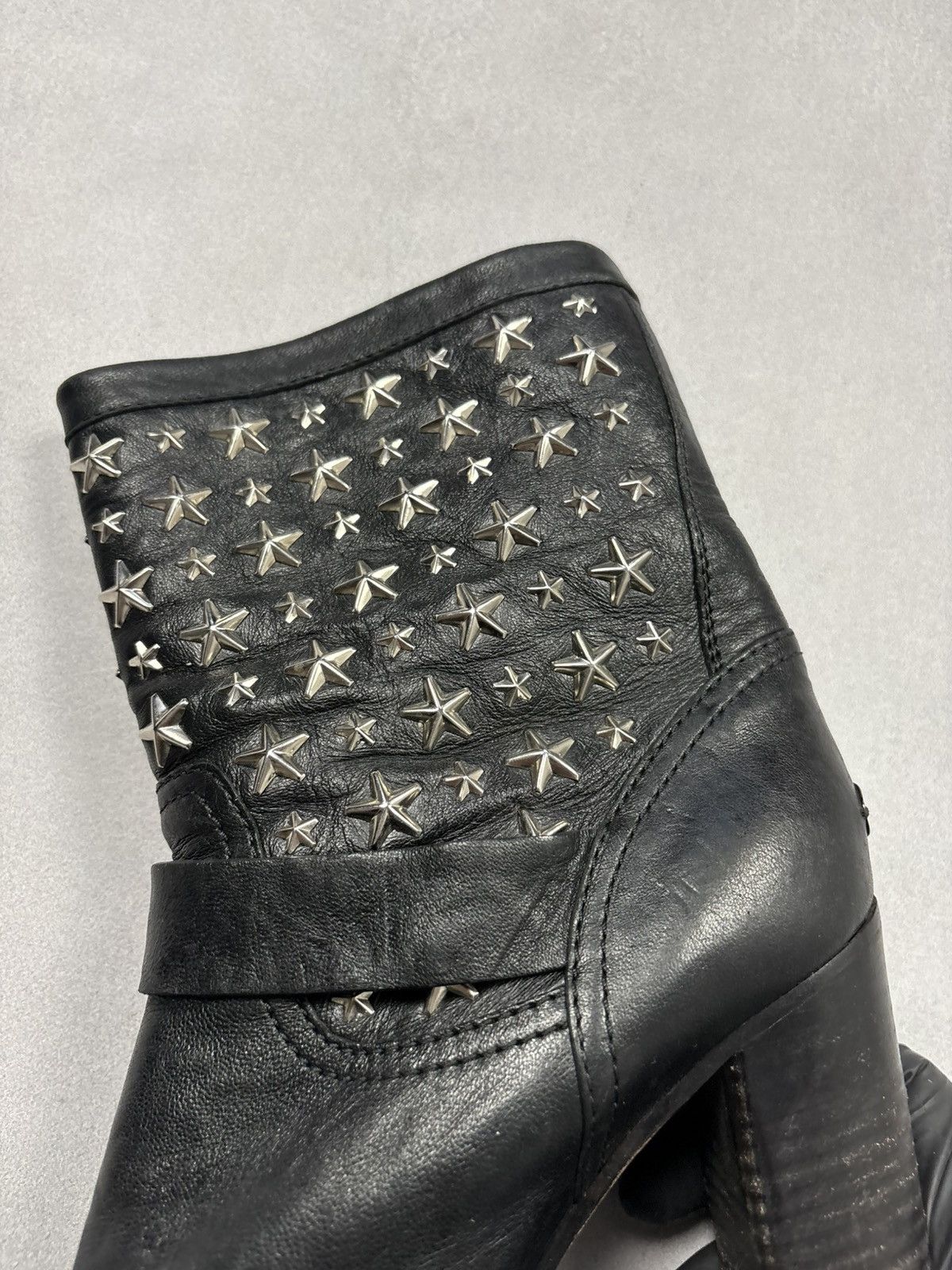 Jimmy Choo Jimmy Choo Star Stud Leather Ankle Boots Buckle Heels Black Size US 10 / IT 40 - 24 Thumbnail