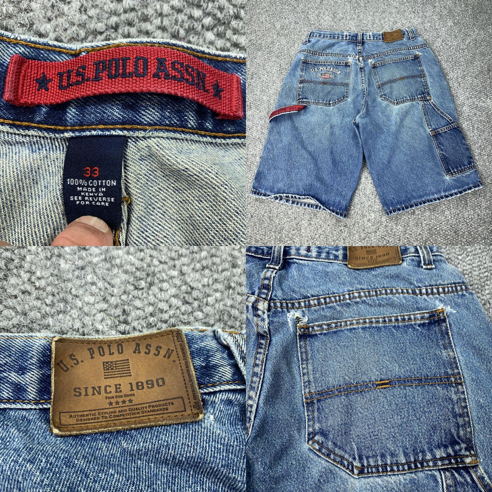 U.S. Polo Assn. US Polo Assn Shorts Mens 33 Blue Denim Carpenter Grunge Distressed Y2K Skate Size US XS / EU 42 / 0 - 8 Thumbnail