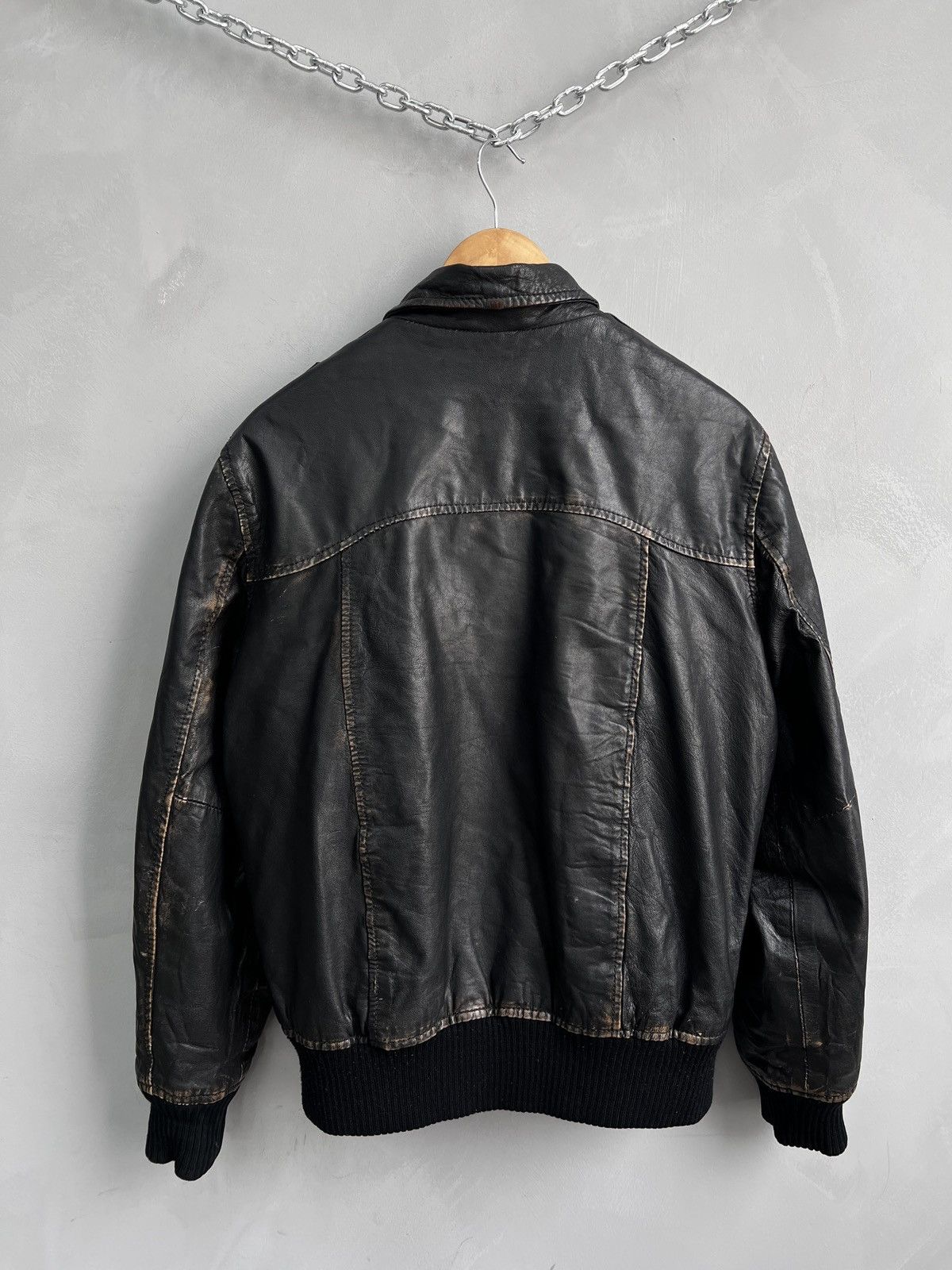 Japanese Brand Vtg 90s alpha industries style leather faded jacket y2k Size US M / EU 48-50 / 2 - 7 Thumbnail
