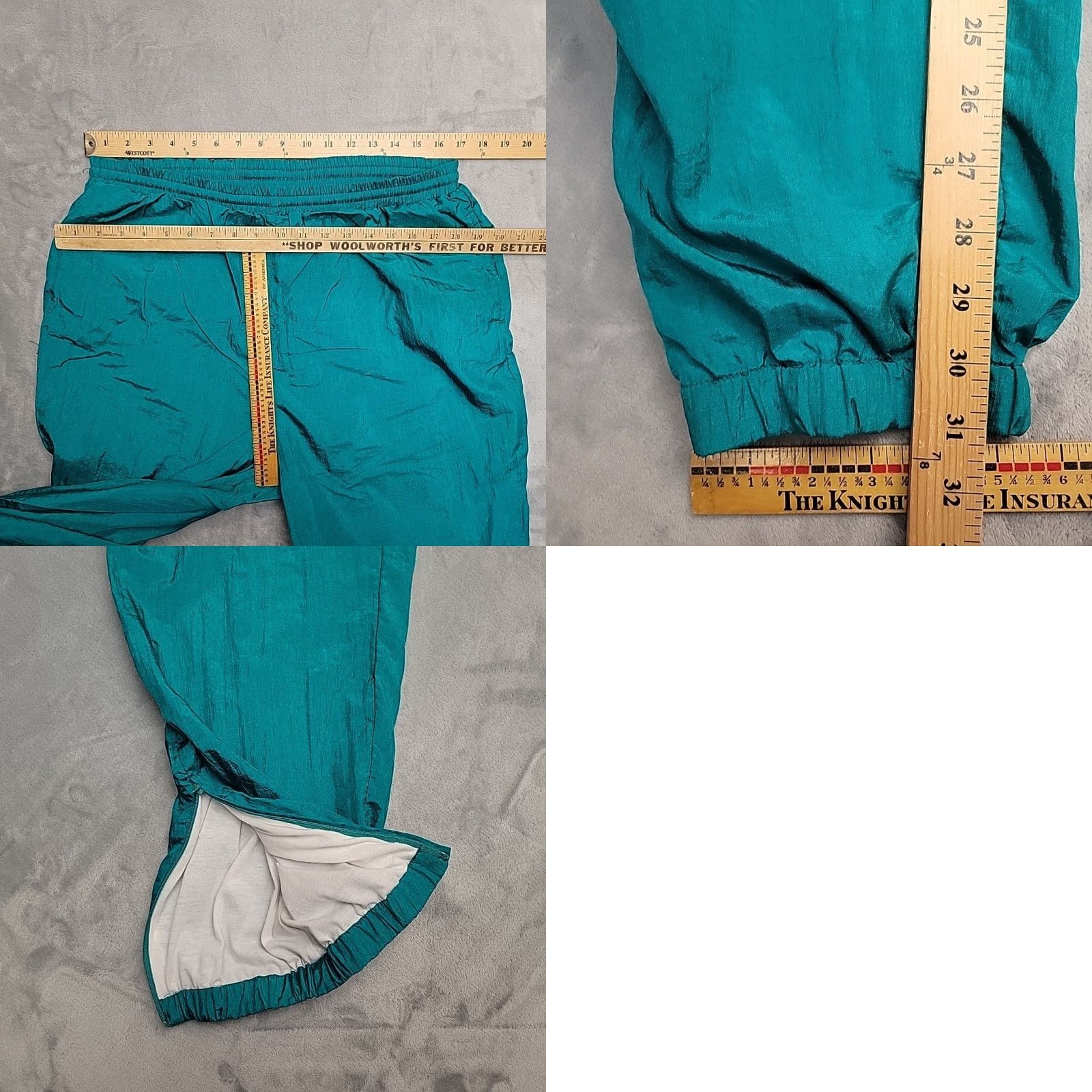 Nike VINTAGE Nike Track Pants Mens XL Green 90s Retro Windbreaker Baggy Elastic Drawstring Zip Leg Nylon Gym Running Jogging Size US 36 / EU 52 - 8 Thumbnail