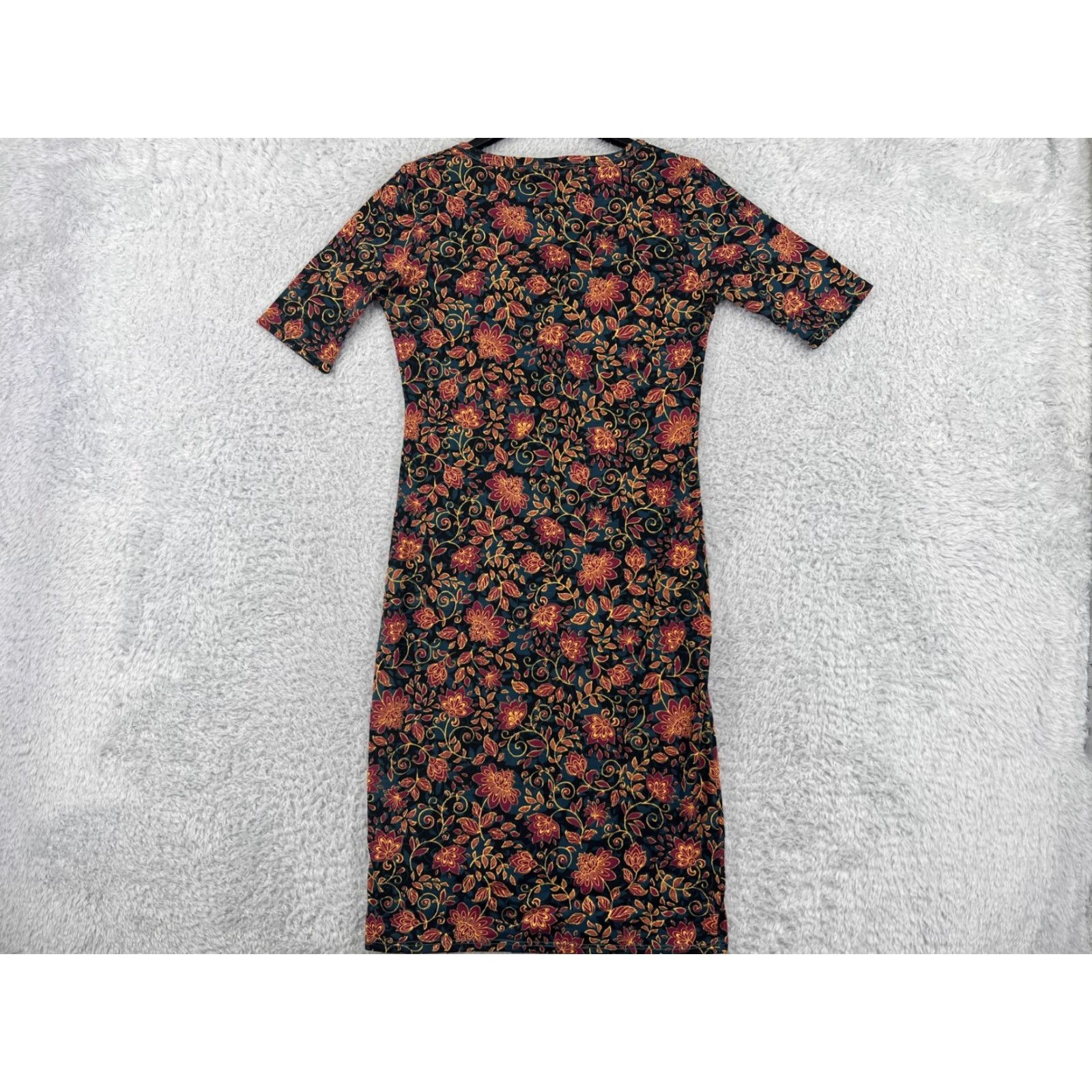 Vintage Lularoe Dress Womens Extra Small Black Red Floral Sheath Polyester Stretch XS Knee Length Casual Party/Cocktail Womens LuLaRoe Dress Size XS / US 0-2 / IT 36-38 - 2 Thumbnail
