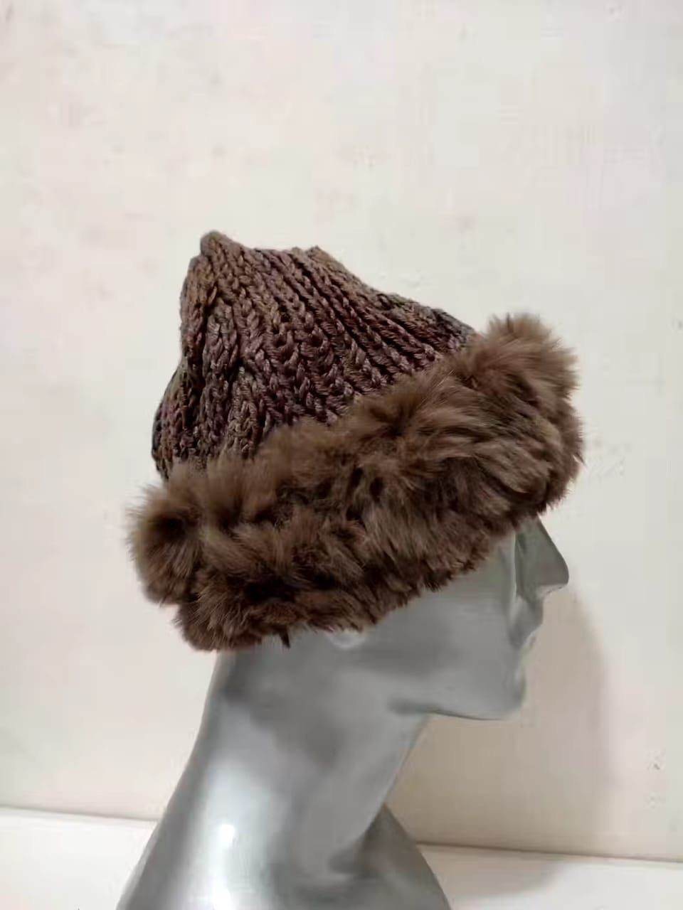 image of Mink Fur Coat x United Arrows United Arrow Nice Design Beanie Mix Fur Hats in Brown, Men's