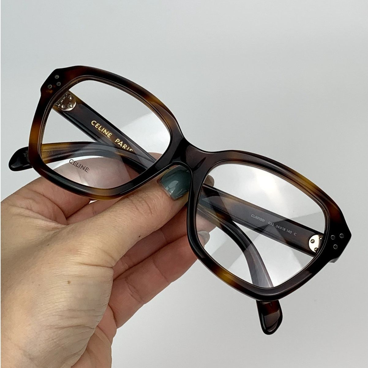 Celine NEW Celine CL50100I 54053 Geometric Shiny Havana Authentic Size ONE SIZE - 8 Thumbnail