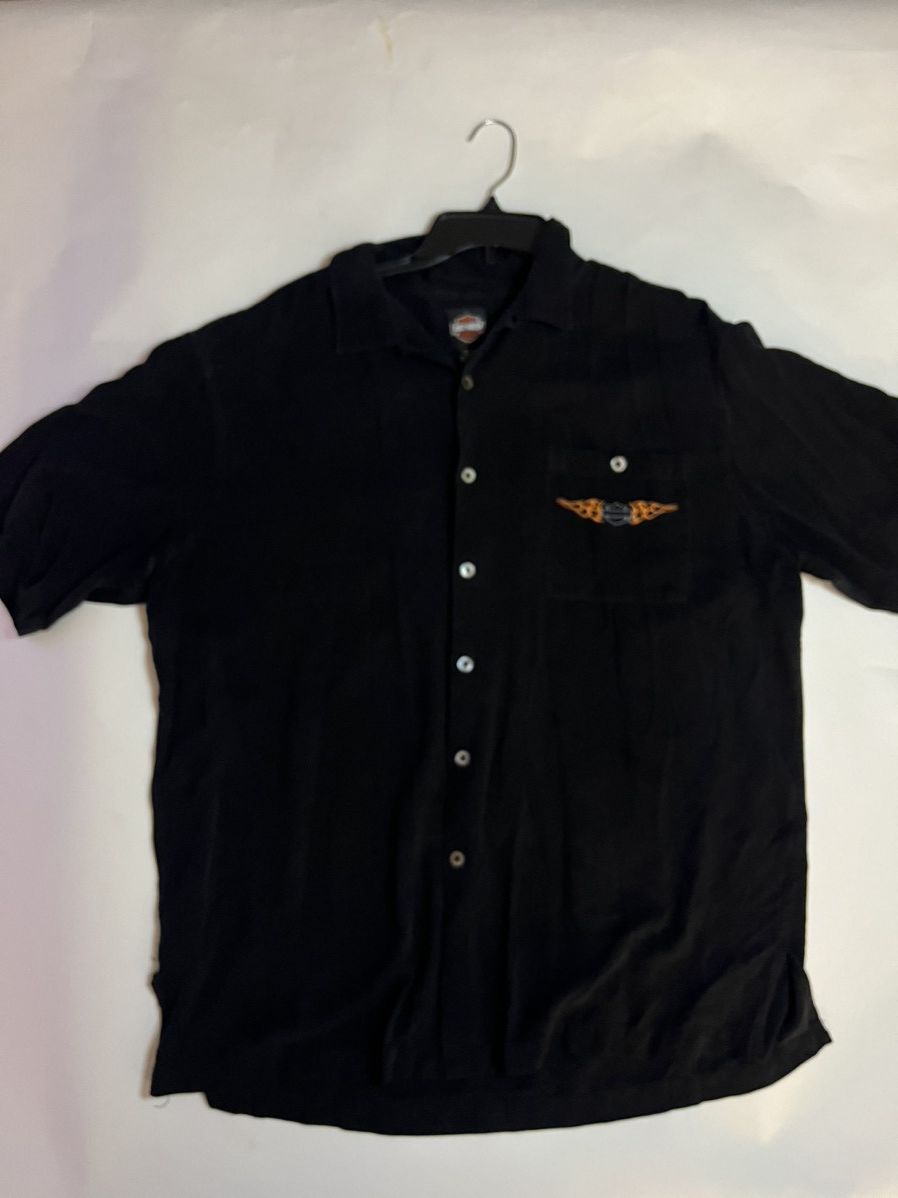 Harley Davidson × Vintage Silk Harley Davidson Embroidered button up Size US XL / EU 56 / 4 - 2 Thumbnail