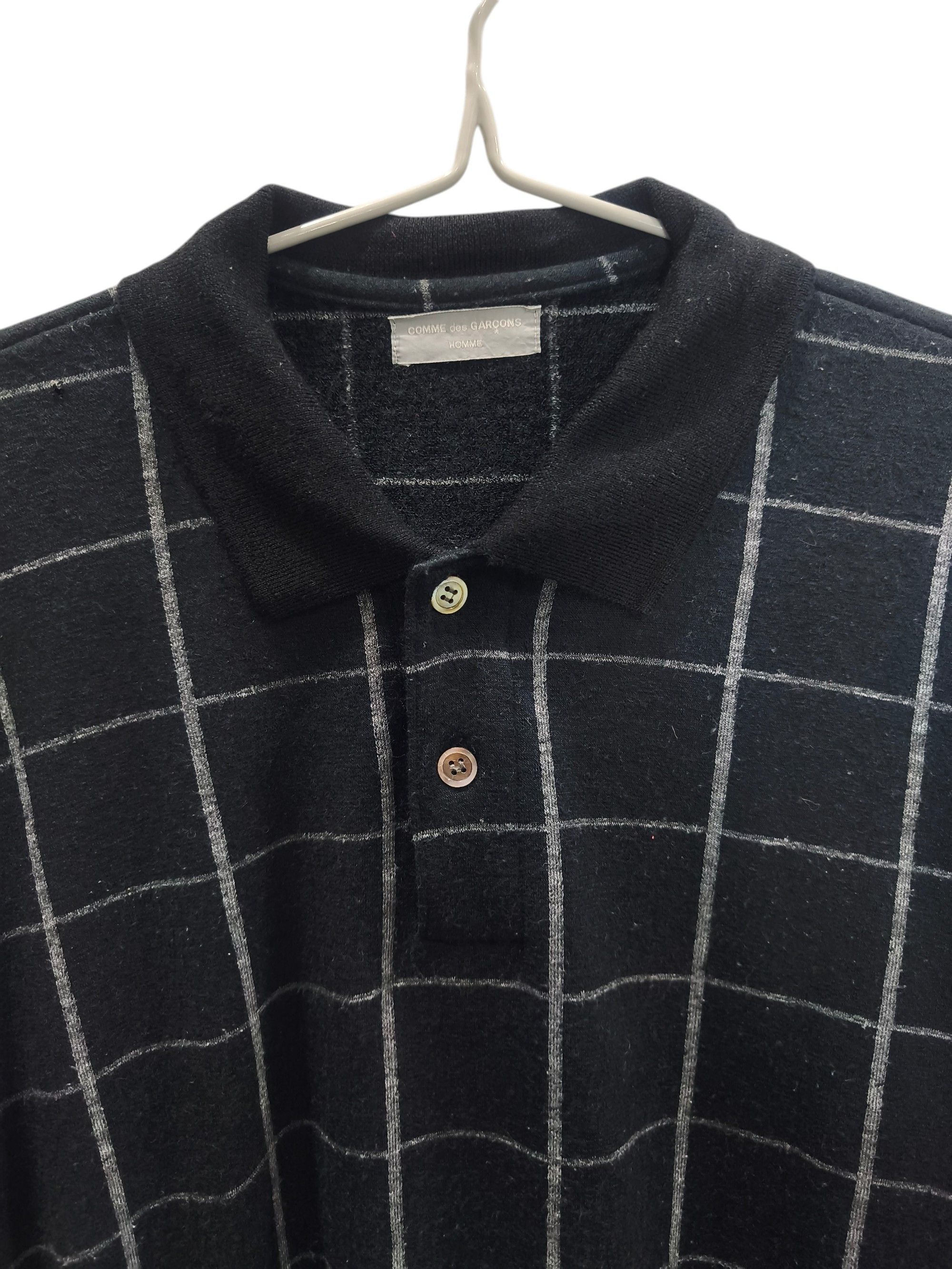 Comme des Garcons Homme Vintage 80's CDGH Checkered Knit Long Sleeve Polo Shirt Size US L / EU 52-54 / 3 - 6 Thumbnail