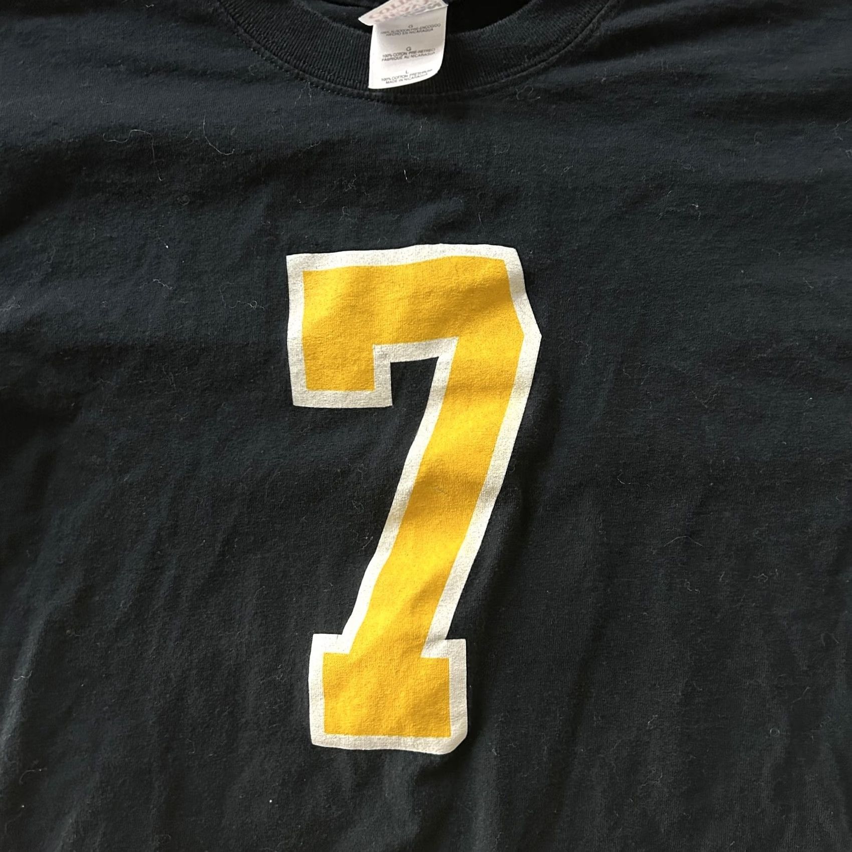 Gildan VINTAGE Steelers Gildan Heavy Cotton Mens Large Black Number 7 Sports Graphic Tee Shirt Size US L / EU 52-54 / 3 - 2 Thumbnail