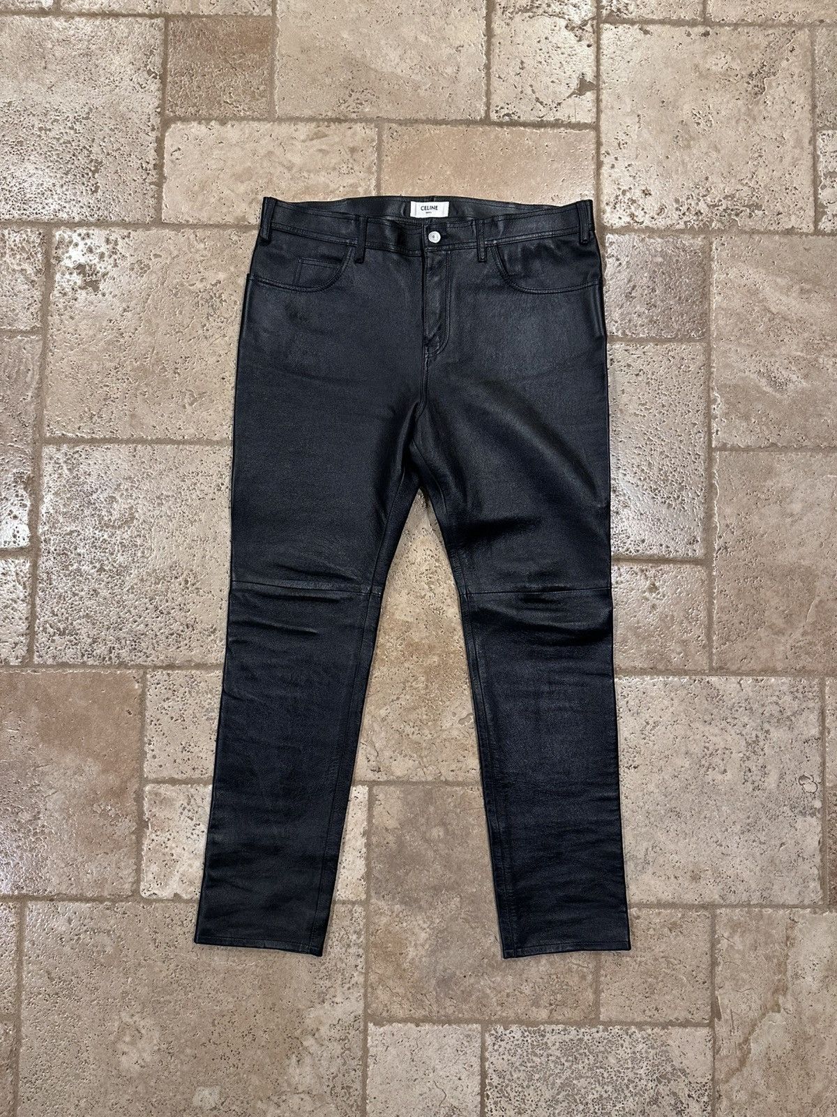 Celine Celine x Hedi Slimane Black Lambskin Leather Pants Size US 34 / EU 50 - 3 Thumbnail