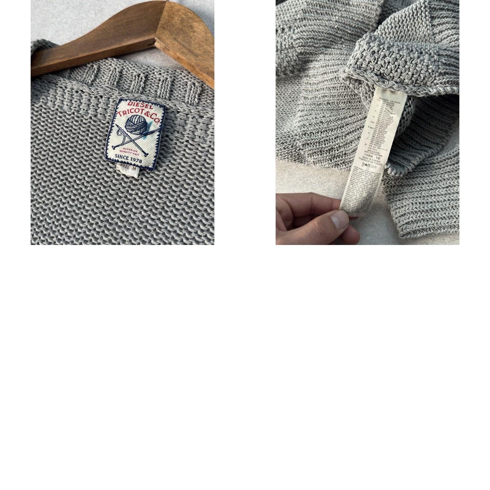 Diesel VINTAGE Diesel Cardigan Sweater Knit Button Up M Men Gray Cotton 90s City Streetwear Diesel Clothes Size US M / EU 48-50 / 2 - 8 Thumbnail