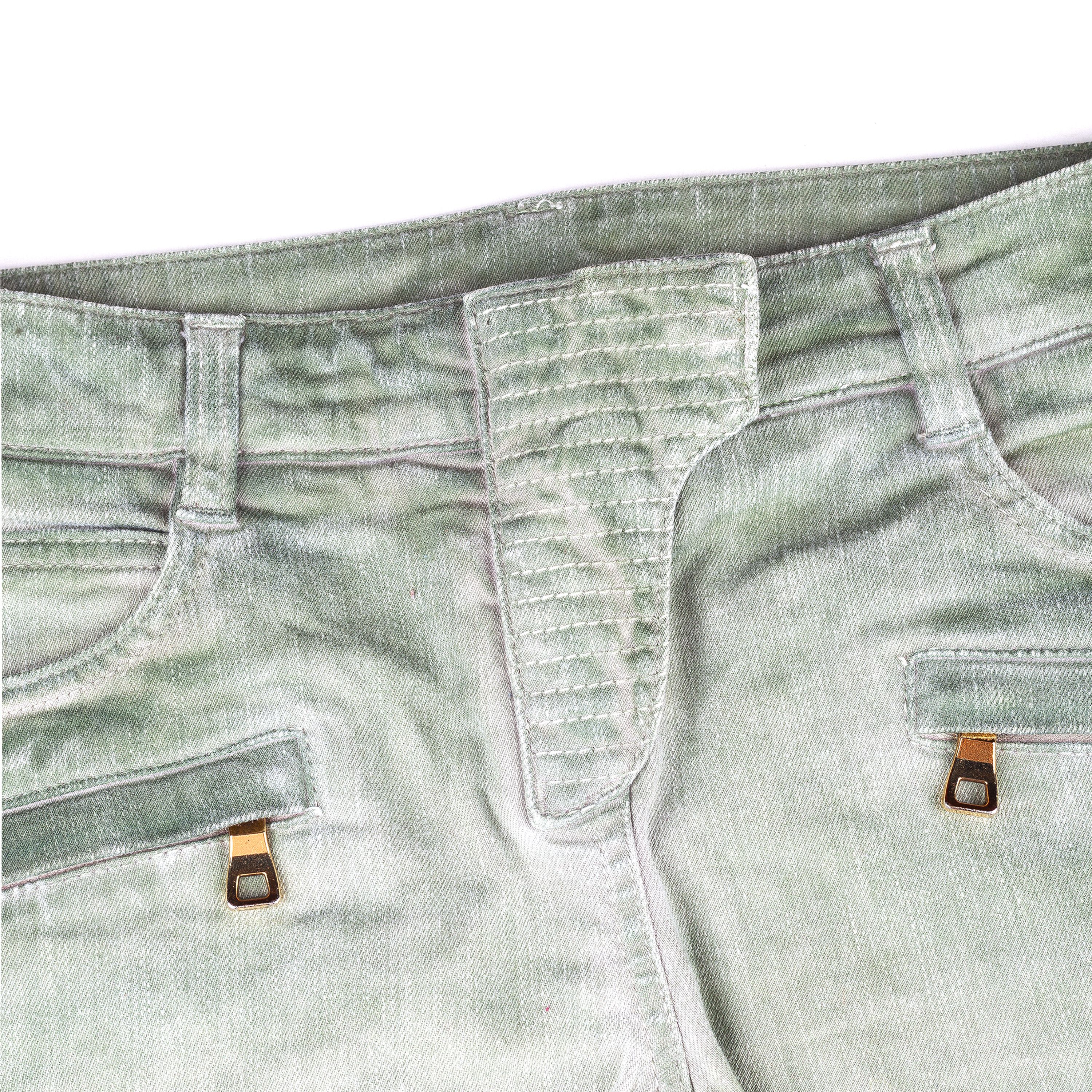 Balmain Balmain Paris Washed Military Green Biker Skinny Jeans Size 26" / US 2 / IT 38 - 4 Thumbnail