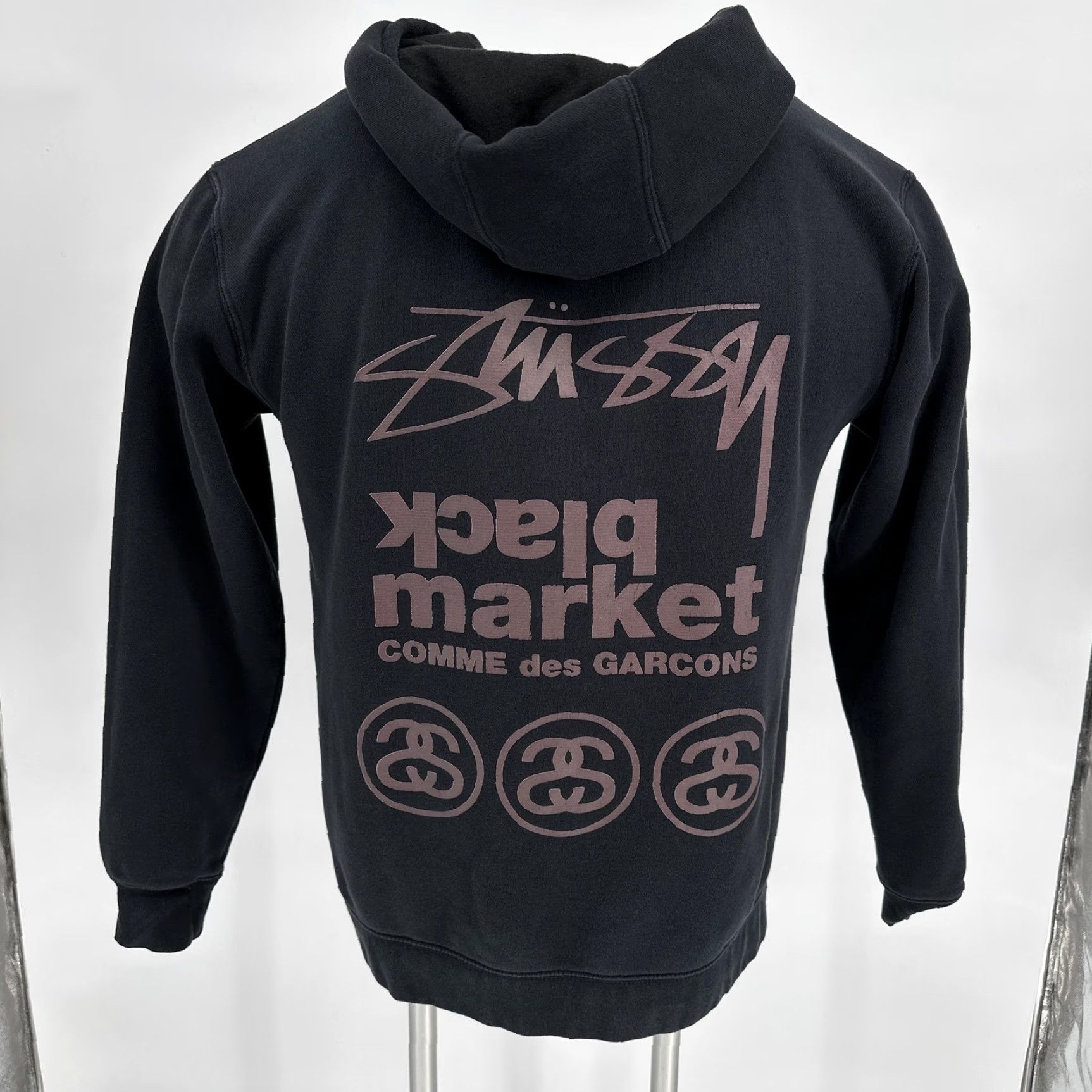Market Stussy Hoodie Mens Medium Black Black Market COMME des GARCONS Graphic Pullover Size US M / EU 48-50 / 2 - 6 Thumbnail