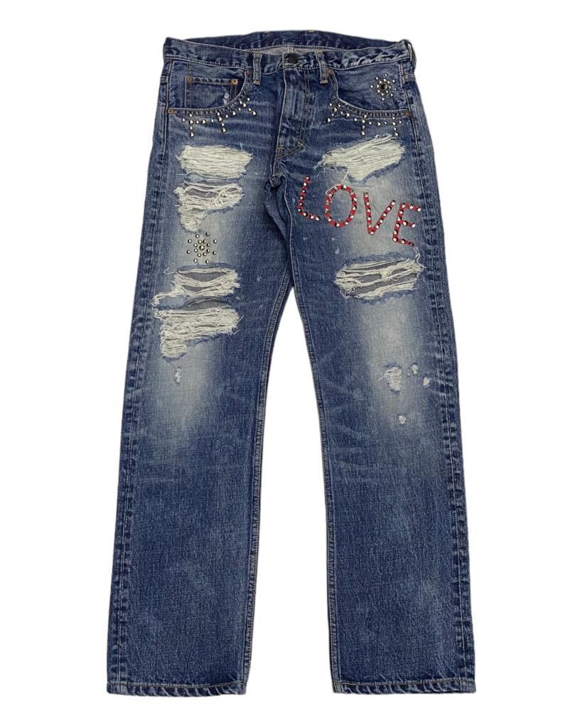 Hysteric Glamour × Le Grande Bleu (L.G.B.) 🔥SKULL RIPPED RNA INC DISTRESSED DENIM UNDERCOVER DEISGN Size US 32 / EU 48 - 1 Thumbnail
